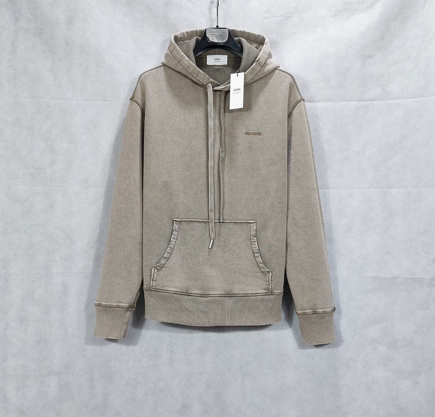 image of Ami Paris Fade Out Hoodie in Argile, Men's (Size Medium)