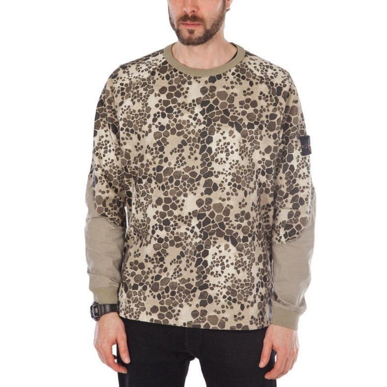 Stone Island Stone Island, Cream and brown long sleeve sweatshirt Size US M / EU 48-50 / 2 - 7 Thumbnail