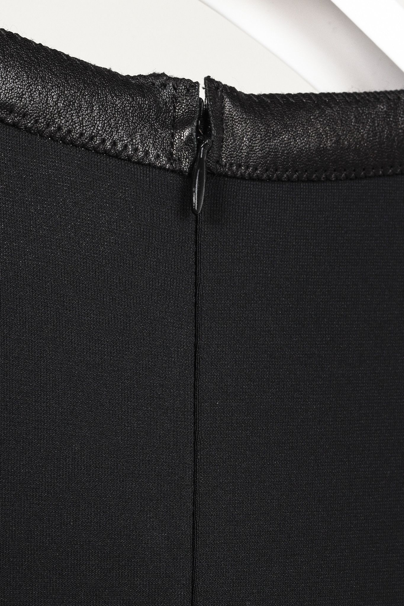 Marie Saint Pierre Marie Saint Pierre Black Crepe Leather-Bow Long-Sleeve Dress Size L / US 10 / IT 46 - 9 Thumbnail