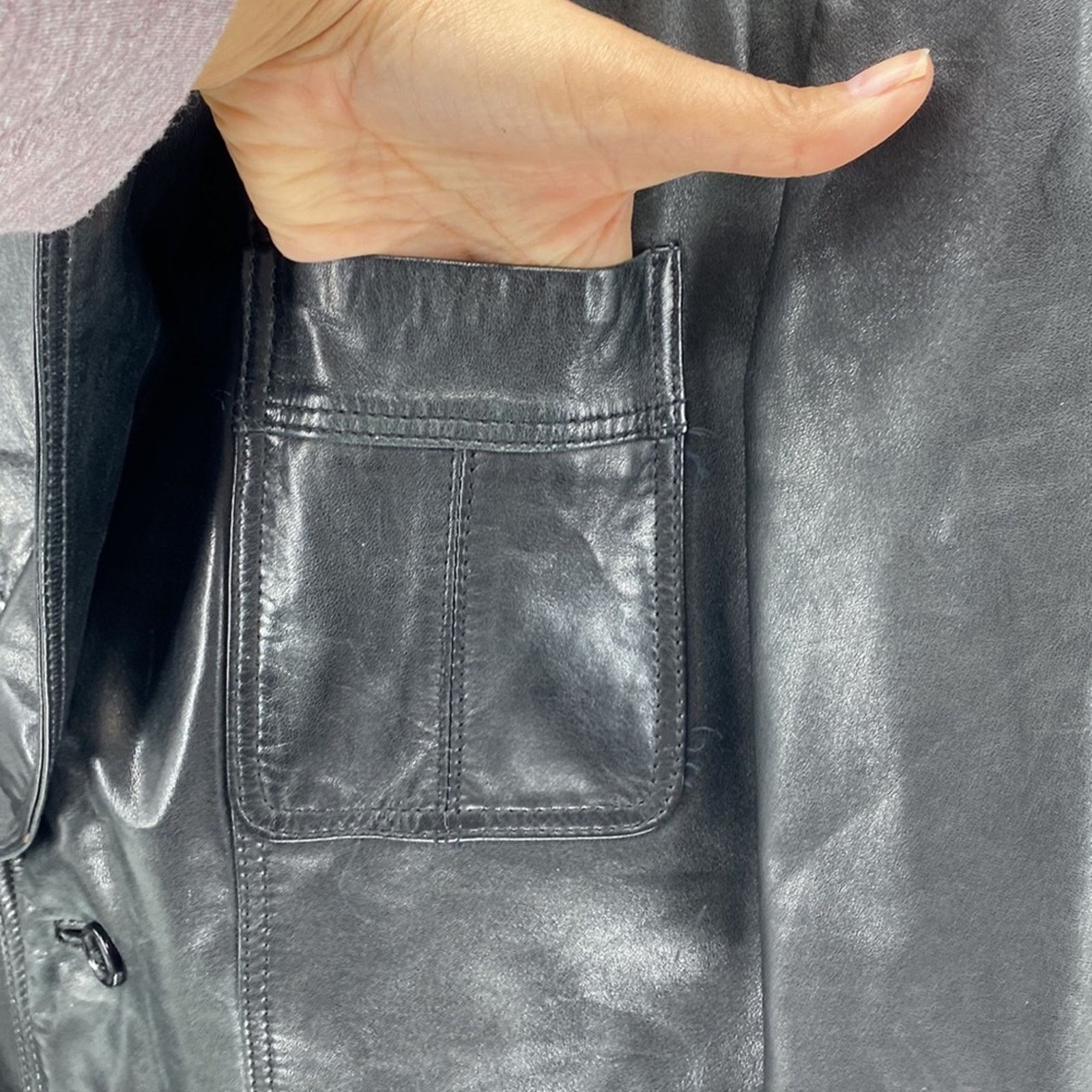 Vintage Vintage AB Flip Holm black leather double breasted jacket Size M / US 6-8 / IT 42-44 - 8 Thumbnail
