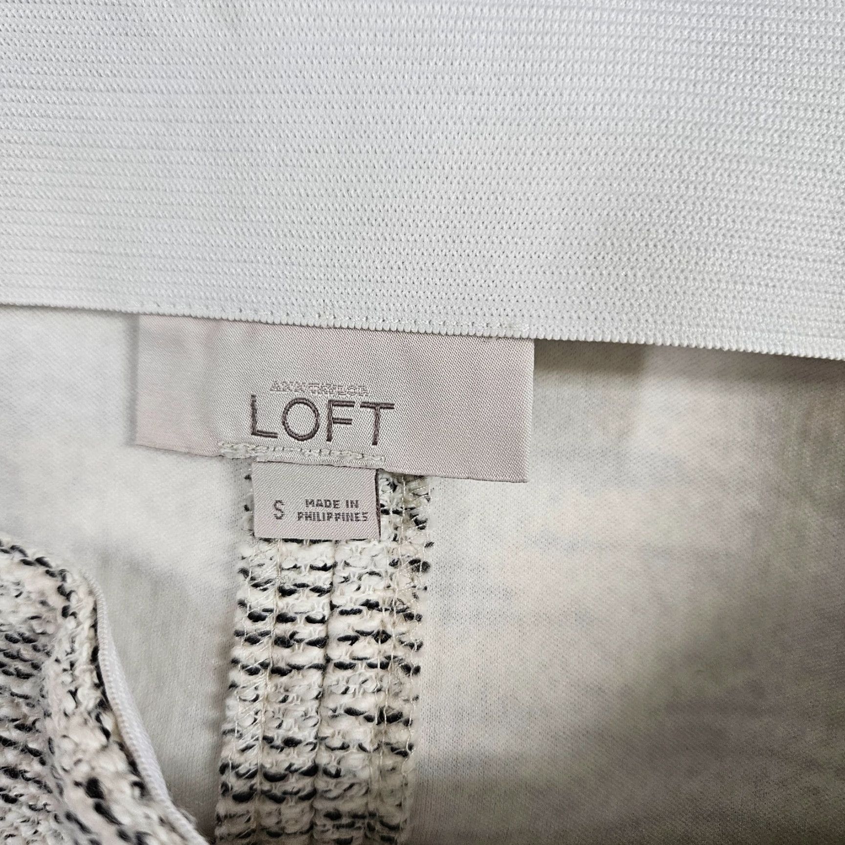 Loft LOFT Ann Taylor Womens Skirt Pull On Tweed Cotton Blend A-Line White Black Sz S Short Multicolor Size 28" / US 6 / IT 42 - 4 Thumbnail