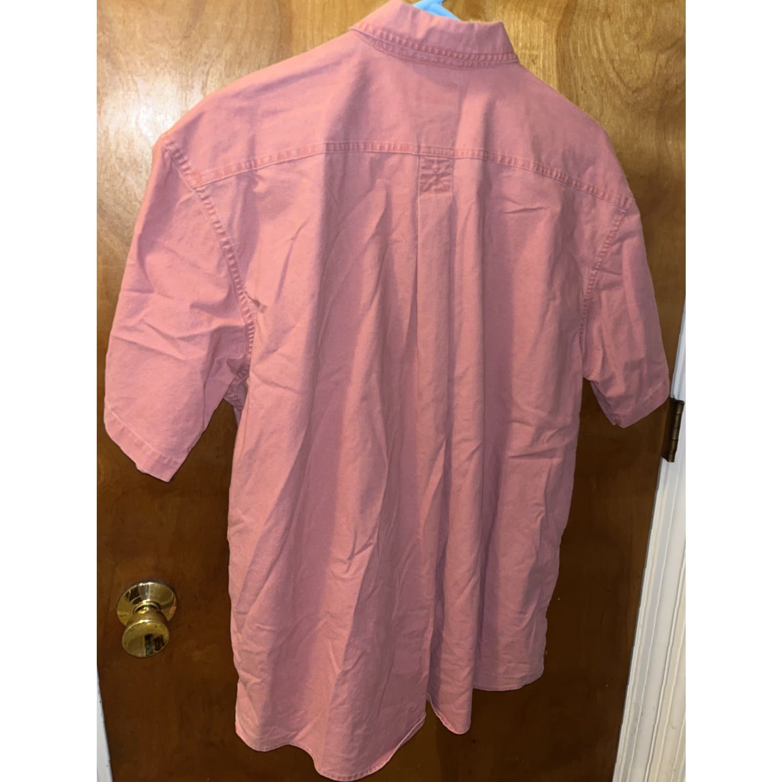 Vintage VINTAGE L.L. Bean Men's Short Sleeve Button-Up Shirt Size Large Red Cotton Classic Fit Casual Travel Workwear Size US 33 - 3 Thumbnail