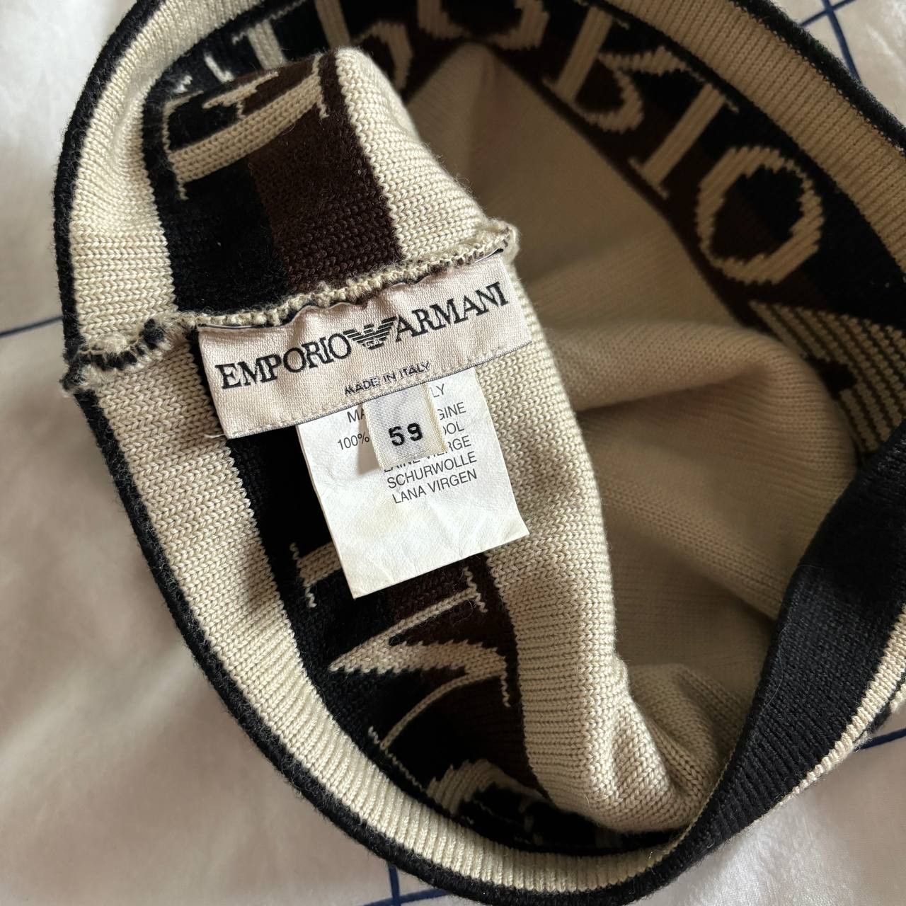 Armani × Giorgio Armani 🔥 VTG ARCHIVE ARMANI JEANS LOGO MONOGRAM BEANIE HAT Size ONE SIZE - 3 Thumbnail