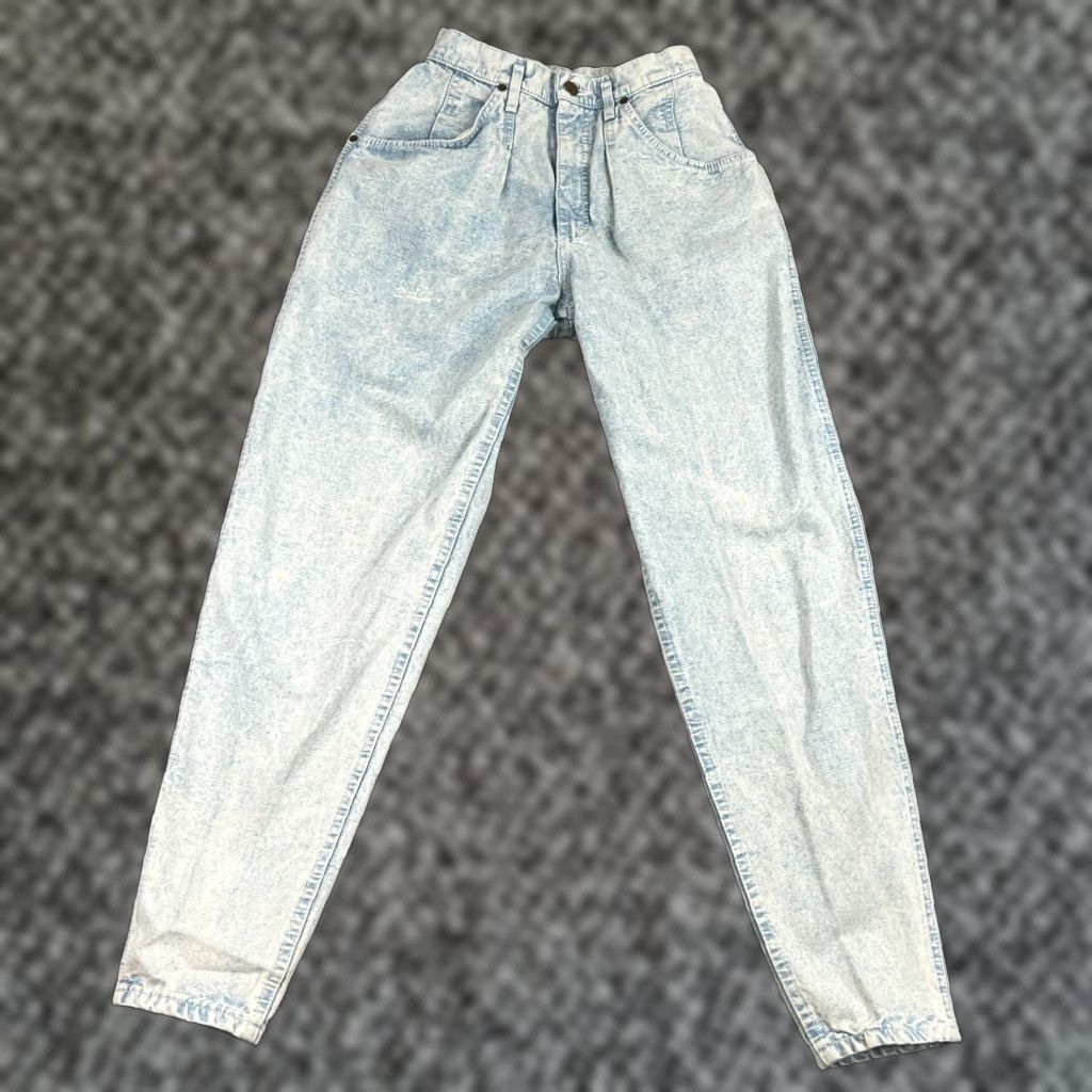 Lee VINTAGE Lee Jeans Juniors 9 Medium Blue Acid Wash High Rise 80s Tapered Denim Women Size 30" / US 8 / IT 44 - 1 Thumbnail