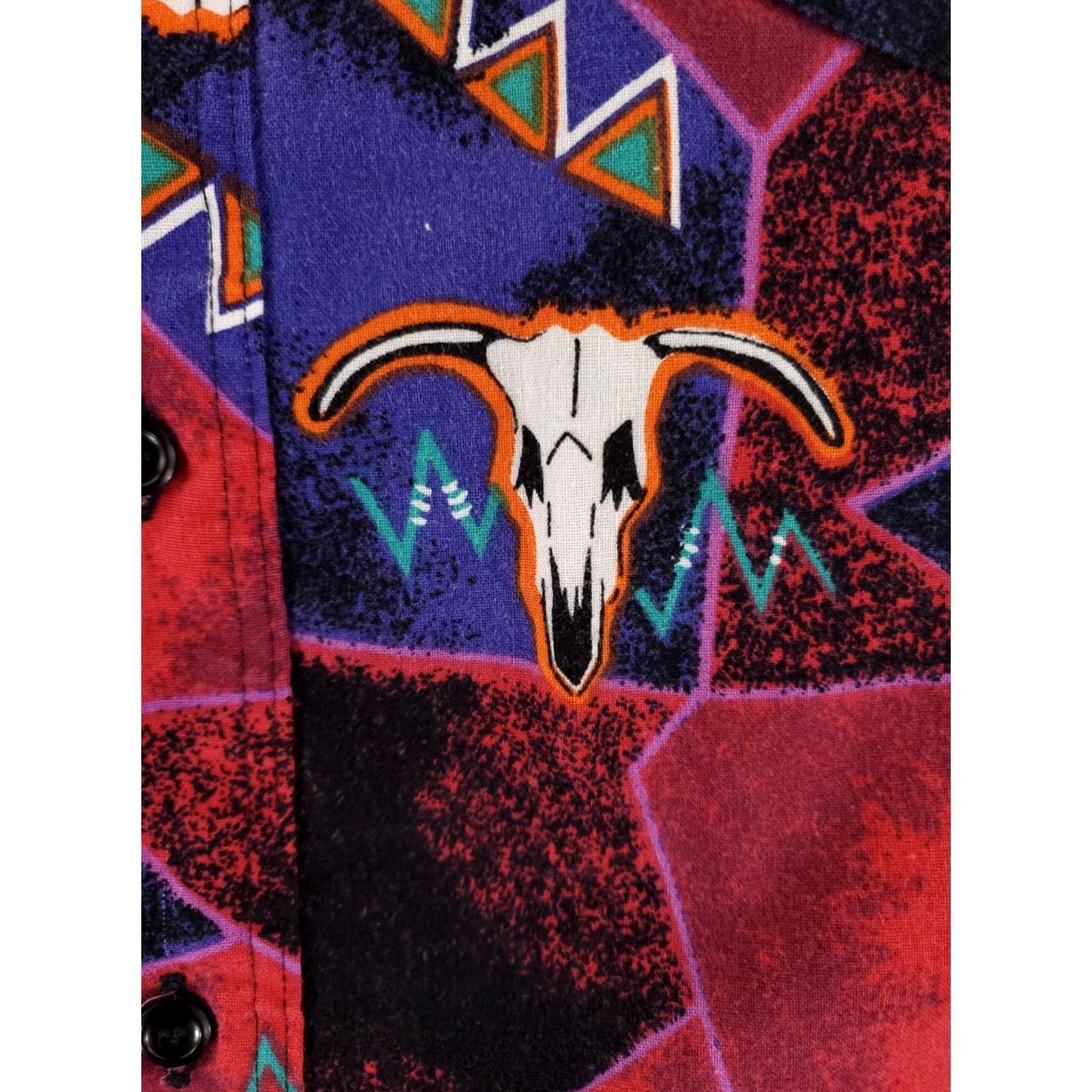 Wrangler Wrangler Button Down Shirt AOP Longhorn Cow Skull Cowboy Cut Mens 20/36 Tall 3XL Multicolor Long Sleeve Shirt Mens Tall Cotton? Size US XXL / EU 58 / 5 - 3 Thumbnail