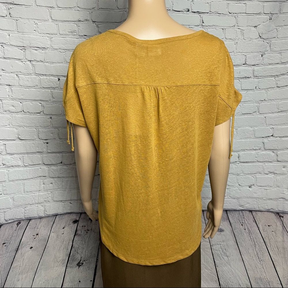 Joie NWT New Joie Linen Blend Mustard Short Sleeve With Tie Deta Size S / US 4 / IT 40 - 4 Thumbnail