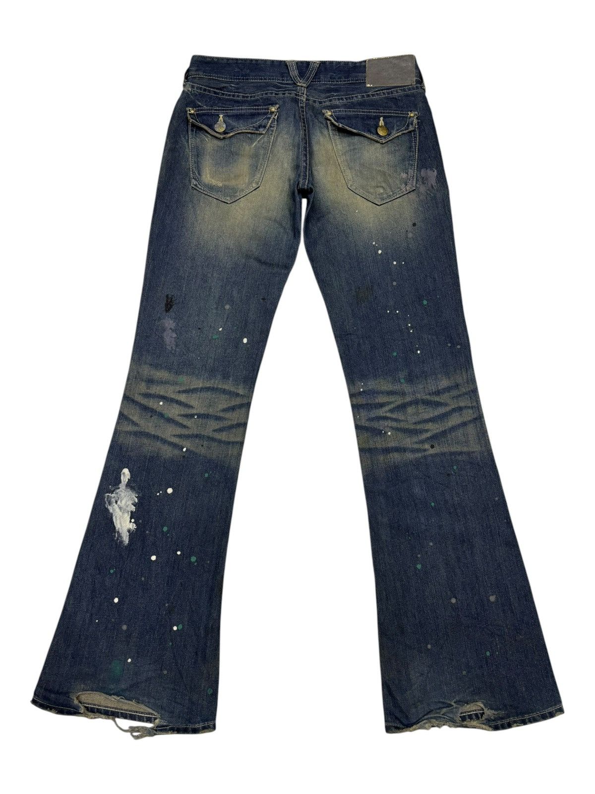 If Six Was Nine Flare Jeans Vanquish Paint Splatter Distressed Denim Size 32" / US 10 / IT 46 - 2 Thumbnail