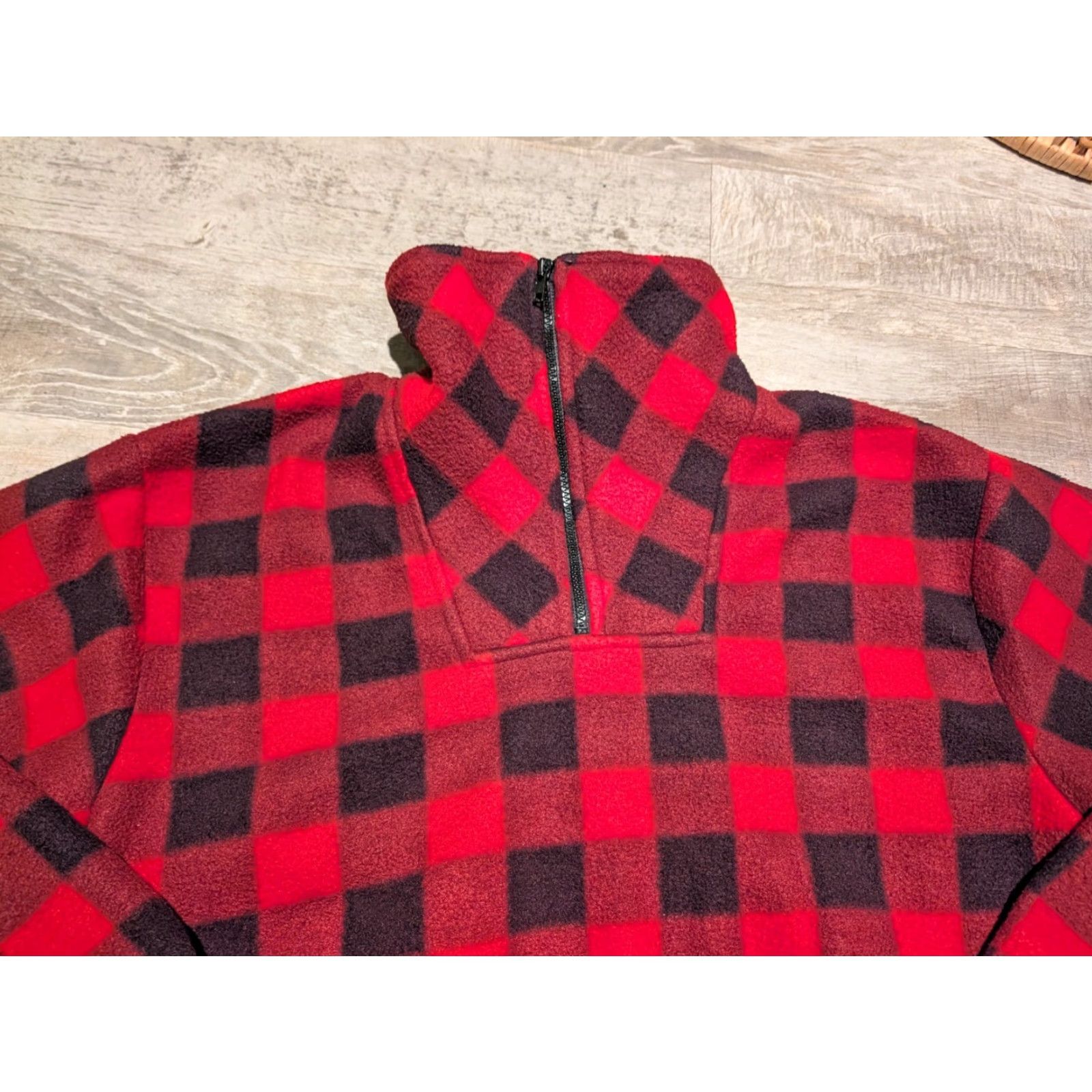Vintage Vtg Stats Buffalo Plaid Women's 1/4 Zip Pullover Fleece Jacket Size Large Size L / US 10 / IT 46 - 2 Thumbnail