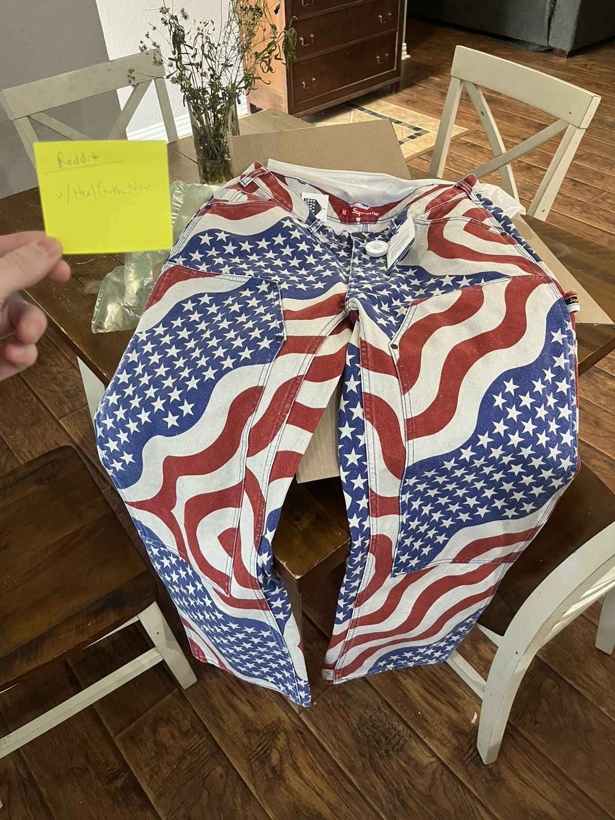 Supreme Double Knee American Flag Pants
