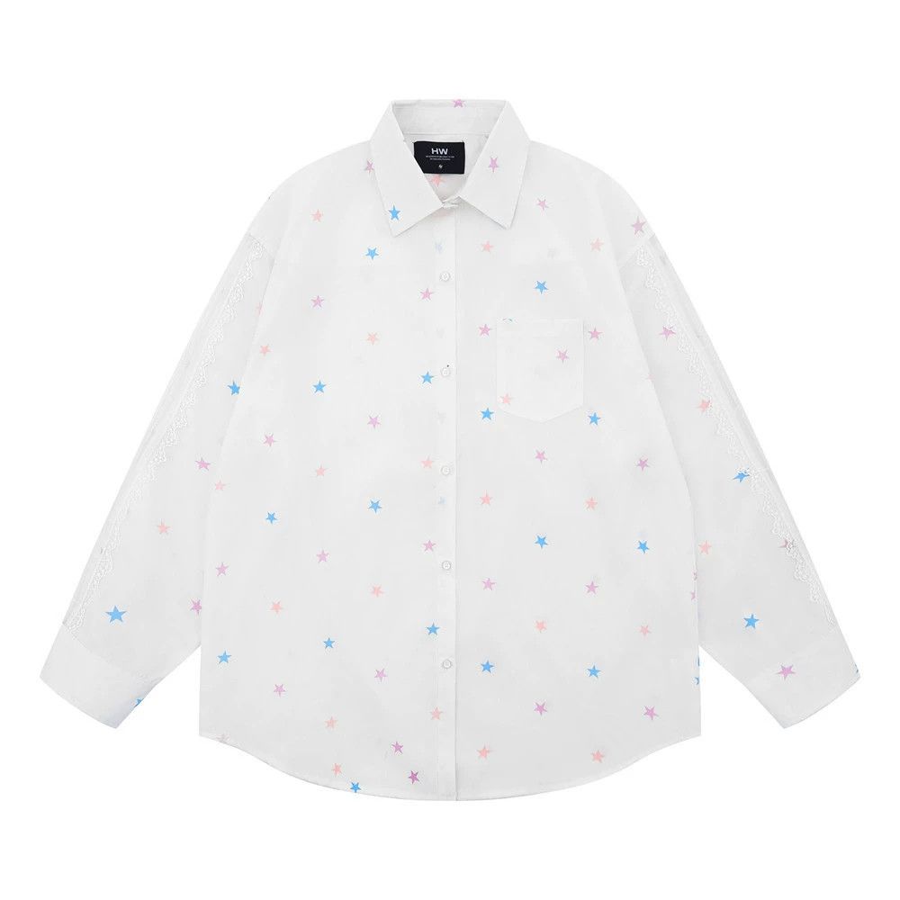 Vintage Men's loose casual star long-sleeved shirt Size US M / EU 48-50 / 2 - 1 Thumbnail