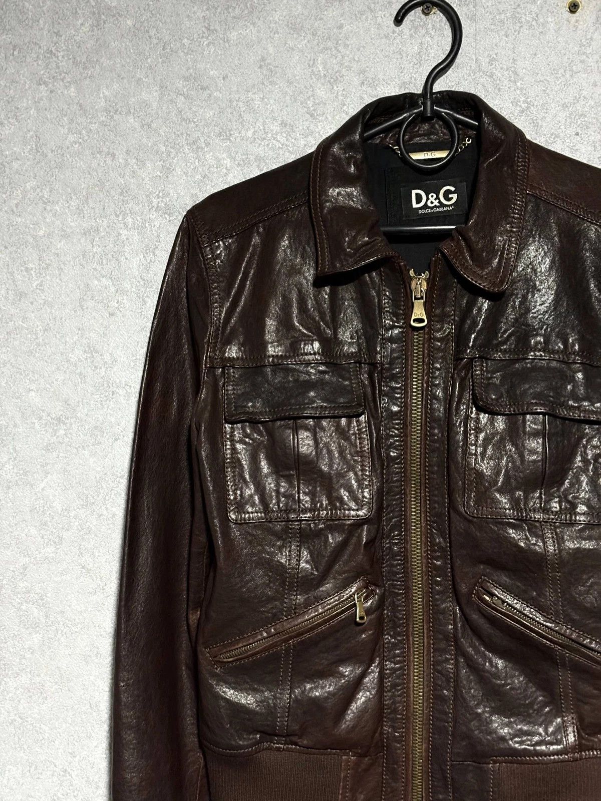 Dolce & Gabbana RARE Vintage Dolce&Gabbana Brown Leather Cargo Bomber Jacket Size M / US 6-8 / IT 42-44 - 3 Thumbnail