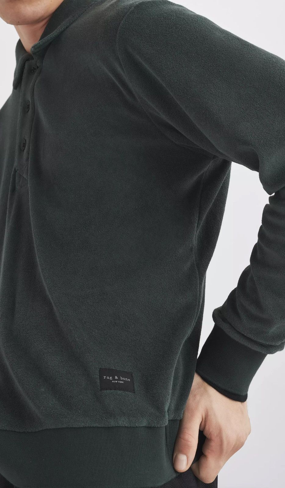 Rag & Bone Rag & Bone toweling polo shirt in deep green $225 retail Size US L / EU 52-54 / 3 - 2 Thumbnail