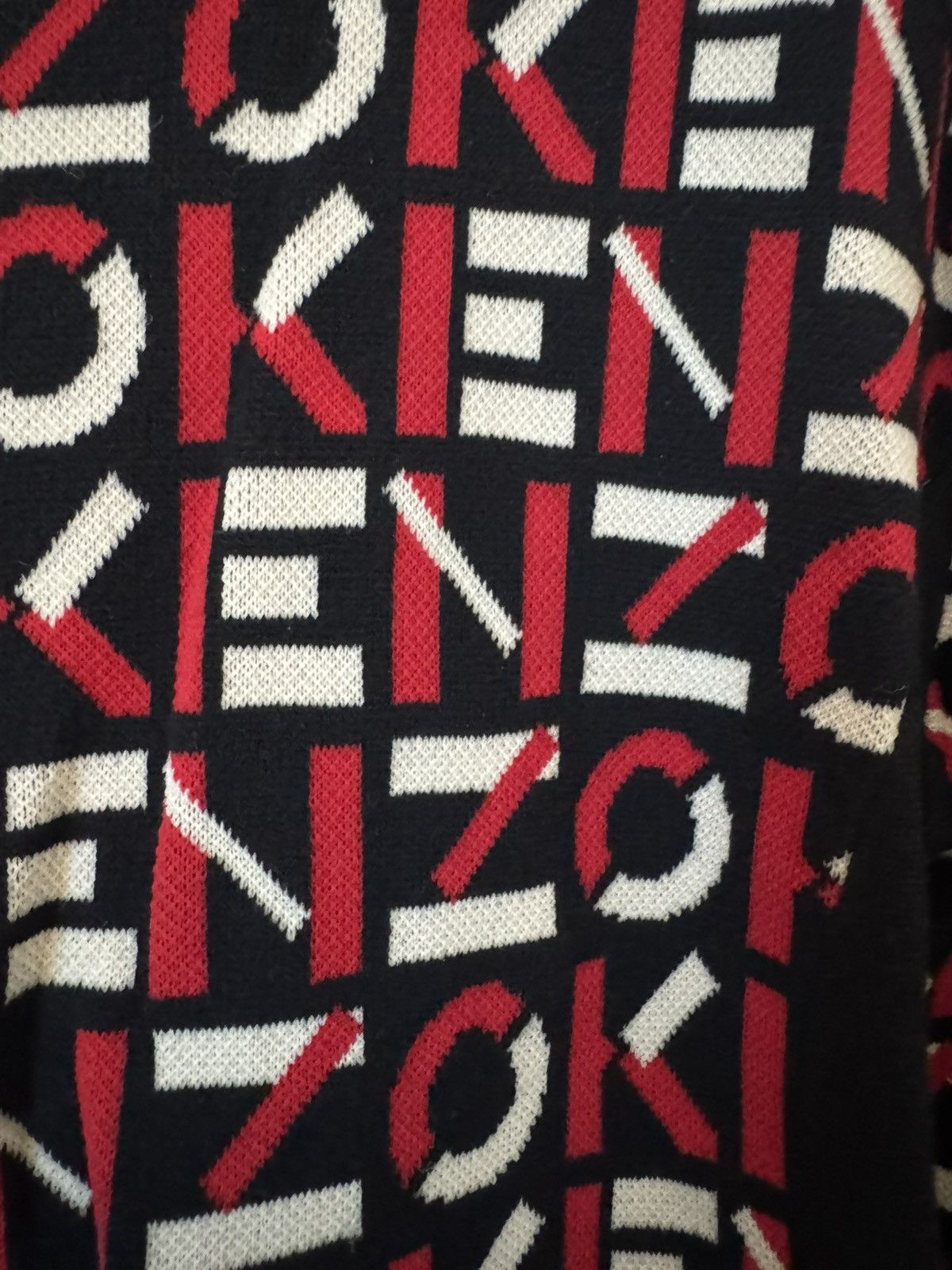 Kenzo Kenzo Red/Black Monogram Knit Jacket L Size US L / EU 52-54 / 3 - 4 Thumbnail