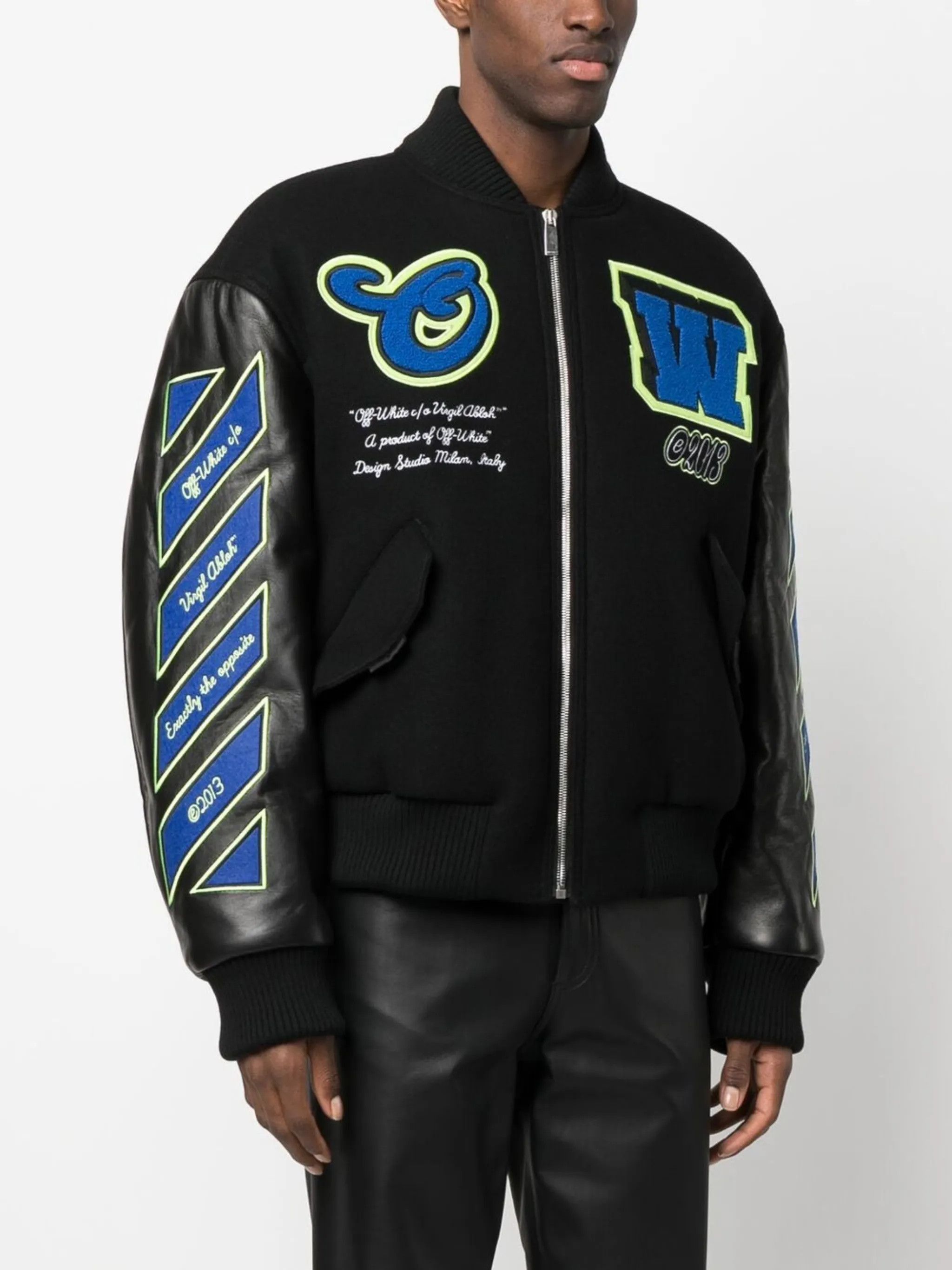 Off-White o1y0225 Logo Bomber Jacket in Black Size US S / EU 44-46 / 1 - 2 Thumbnail