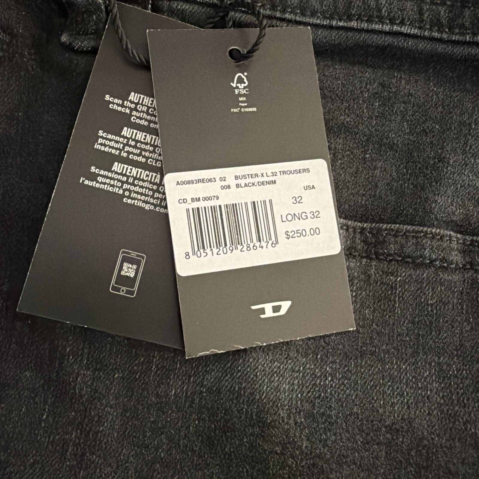 Diesel Diesel Mens Buster Tapered Jeans RE063 Black $250 Size 32/32 Size US 32 / EU 48 - 7 Thumbnail