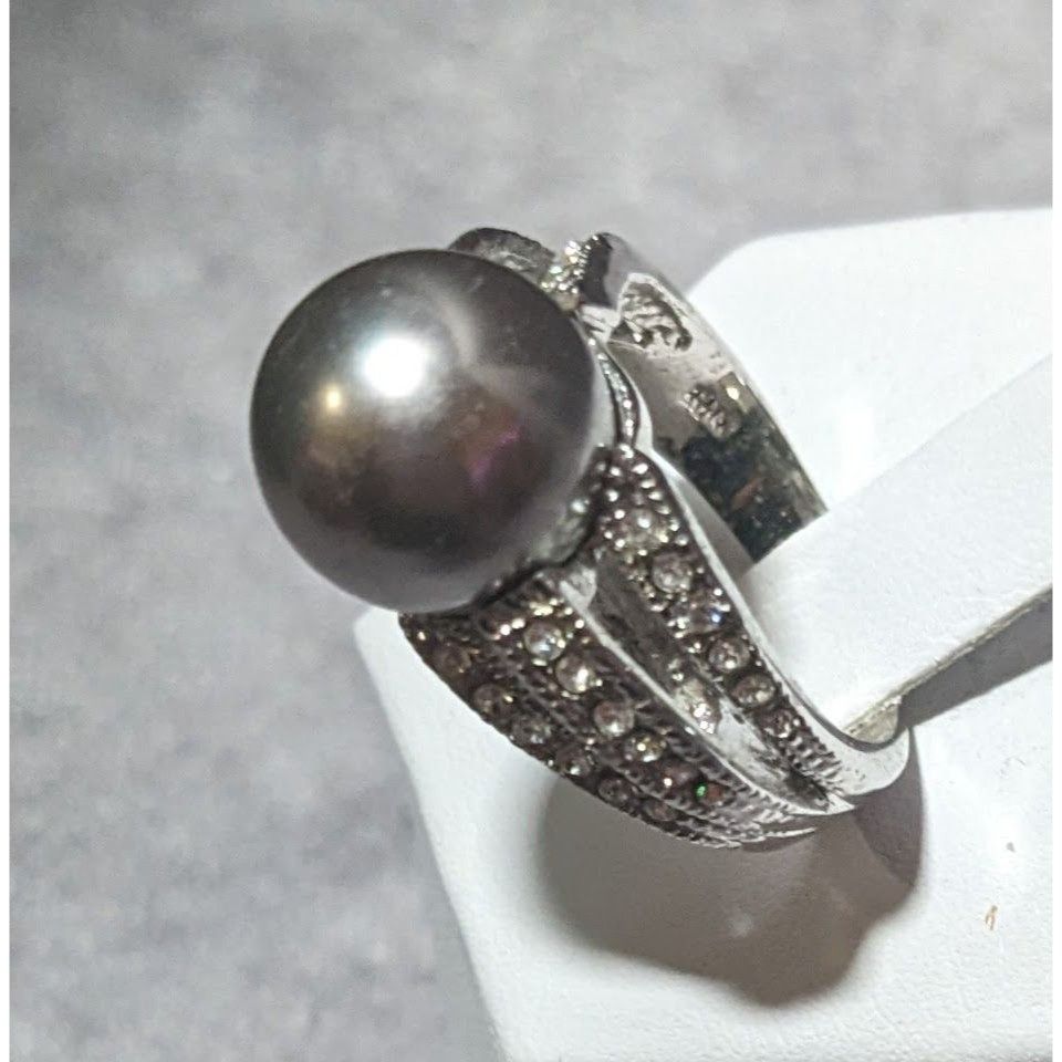 Other Elegant Glam 18K Gold Filled Silver Tone Pearl And Gem Ring Size ONE SIZE - 3 Thumbnail