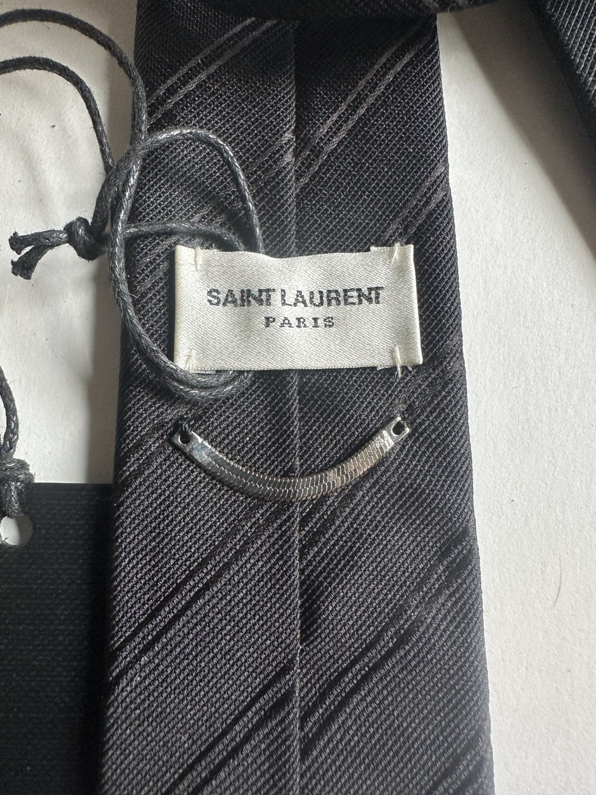 Saint Laurent Paris Black Silk Striped Tie - NIB Size ONE SIZE - 4 Thumbnail