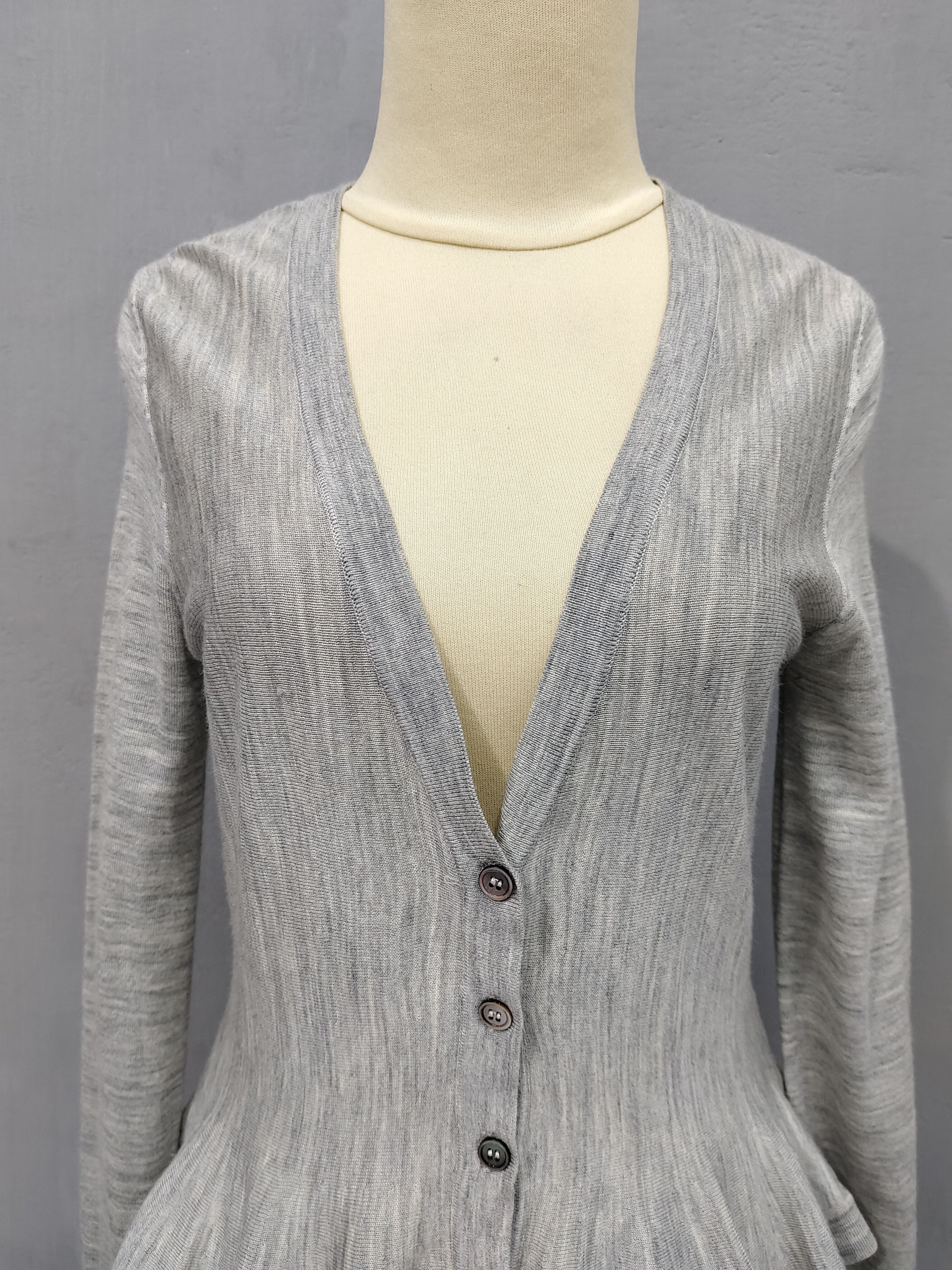 Alexander McQueen Alexander McQueen- Asymmetric Peplum Sculpted Wool Cardigan Size M / US 6-8 / IT 42-44 - 2 Thumbnail