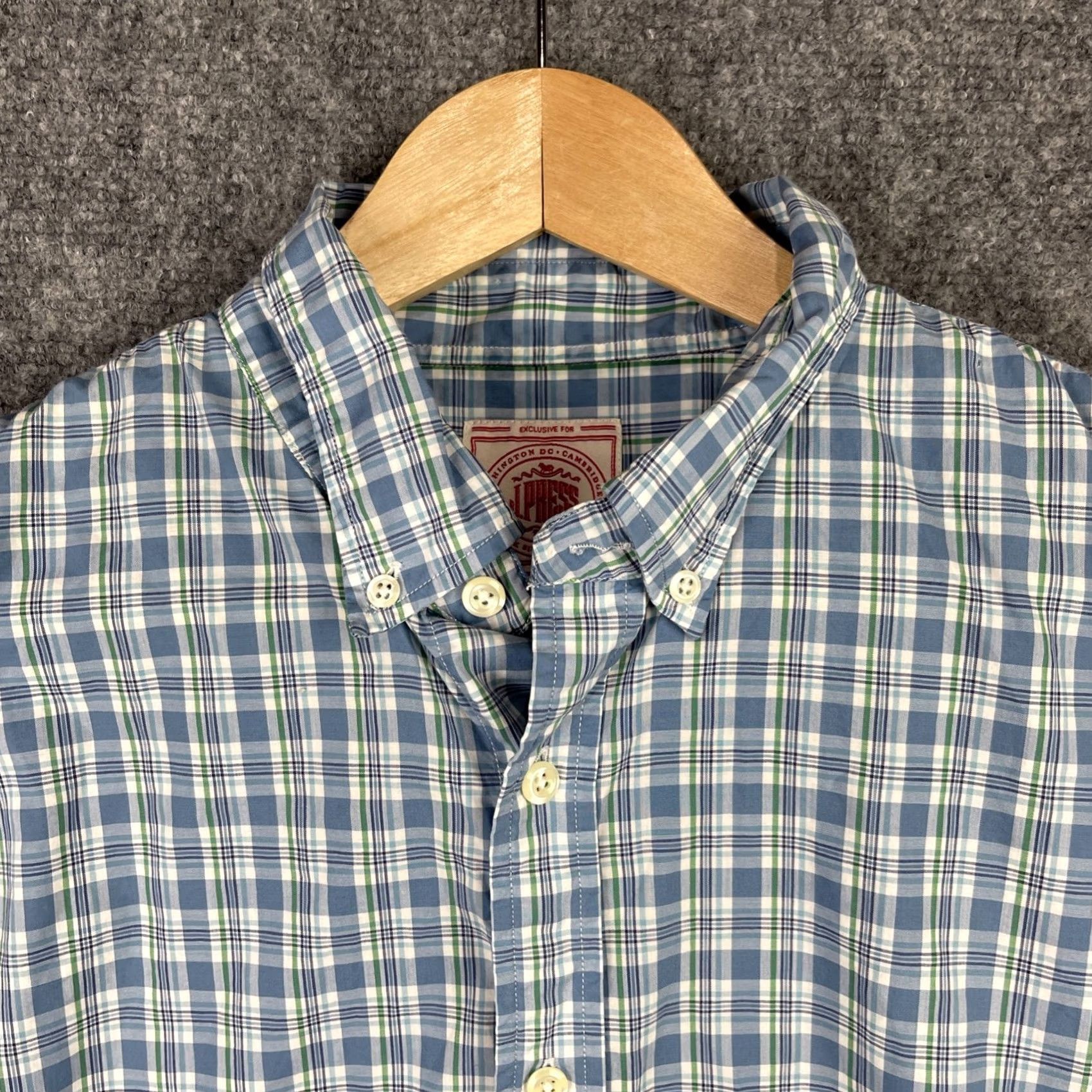 Vintage J. Press Shirt Mens Large Blue Button-Down Long Sleeve Check Pattern Size US L / EU 52-54 / 3 - 4 Thumbnail