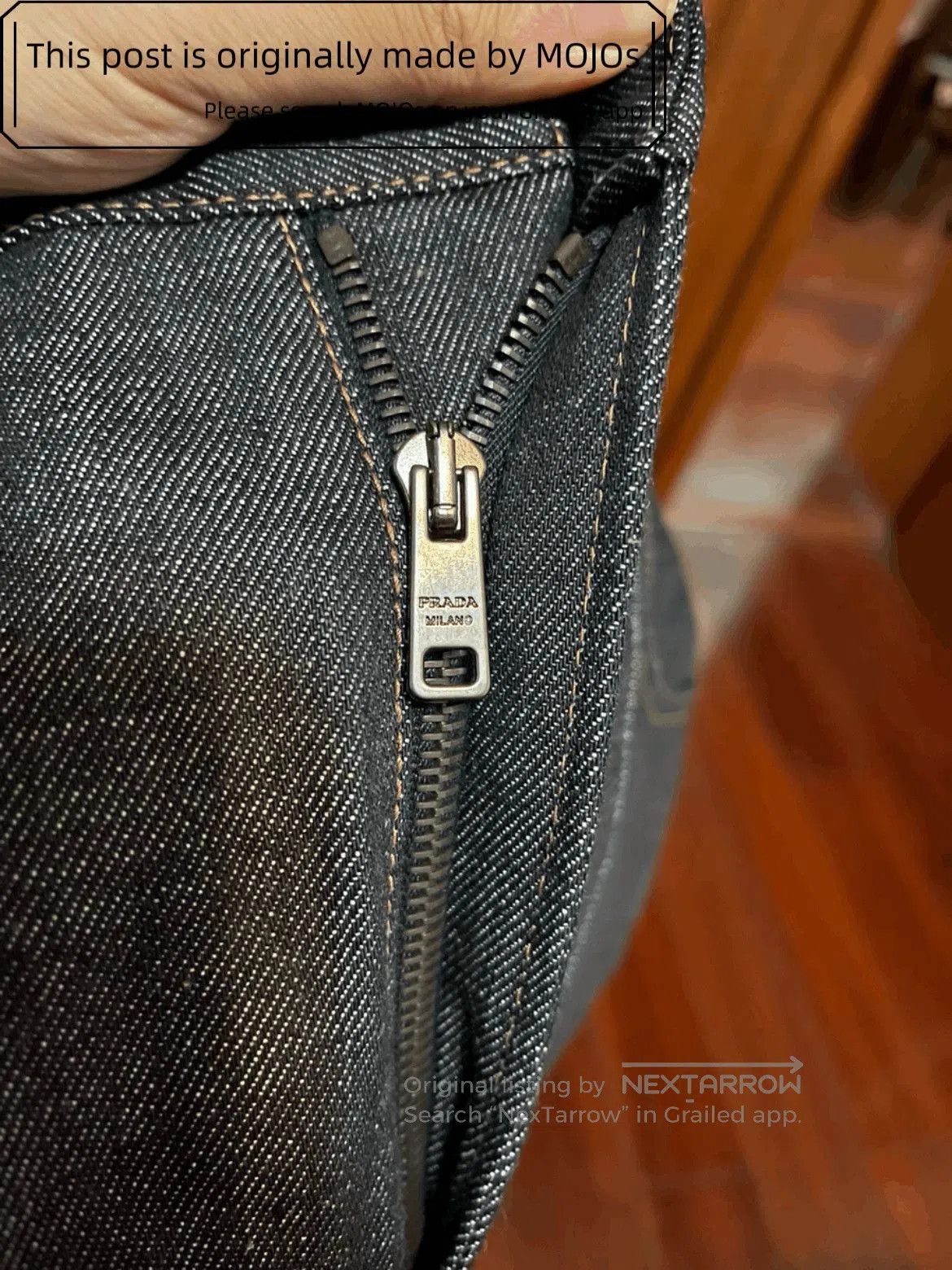 Prada Sz 32 Prada Back Pocket Logo Raw Denim mojos19471018. Size US 32 / EU 48 - 6 Thumbnail