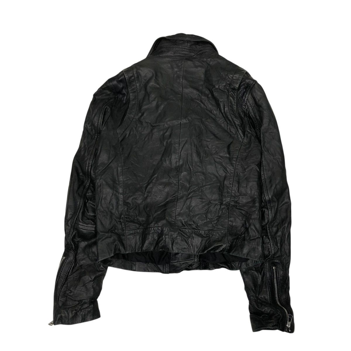 Japanese Brand 🔥VINTAGE BIKER LEATHER JACKET DOUBLE COLLAR STRADIVARIUS Size US S / EU 44-46 / 1 - 2 Thumbnail