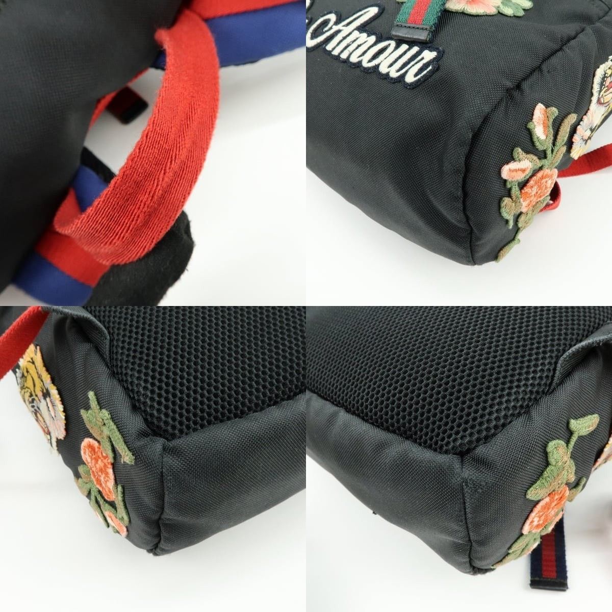 Gucci Gucci L'Aveugle Par Amour Embroidered Canvas Backpack Black Size ONE SIZE - 4 Thumbnail