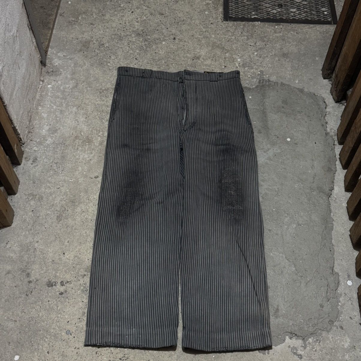Vintage Vintage 1900/20 French trashed striped pants Size US 32 / EU 48 - 1 Thumbnail