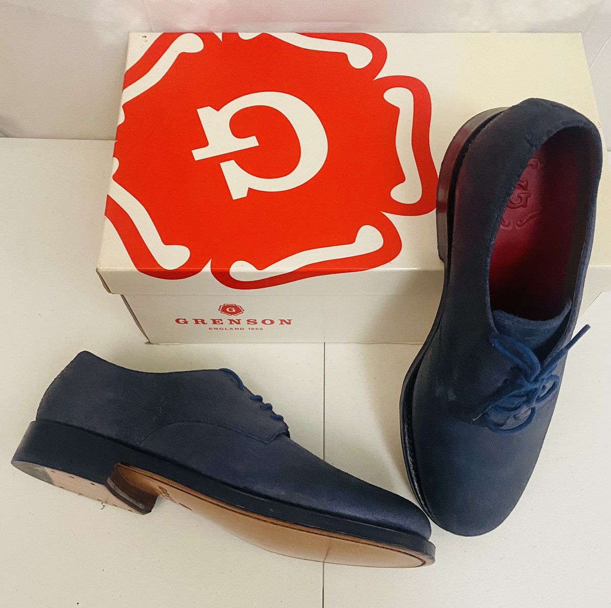 Grenson Grenson Blue Leather Burnished Toe Finnegan Derby 10 NIB Size US 10 / EU 43 - 3 Thumbnail