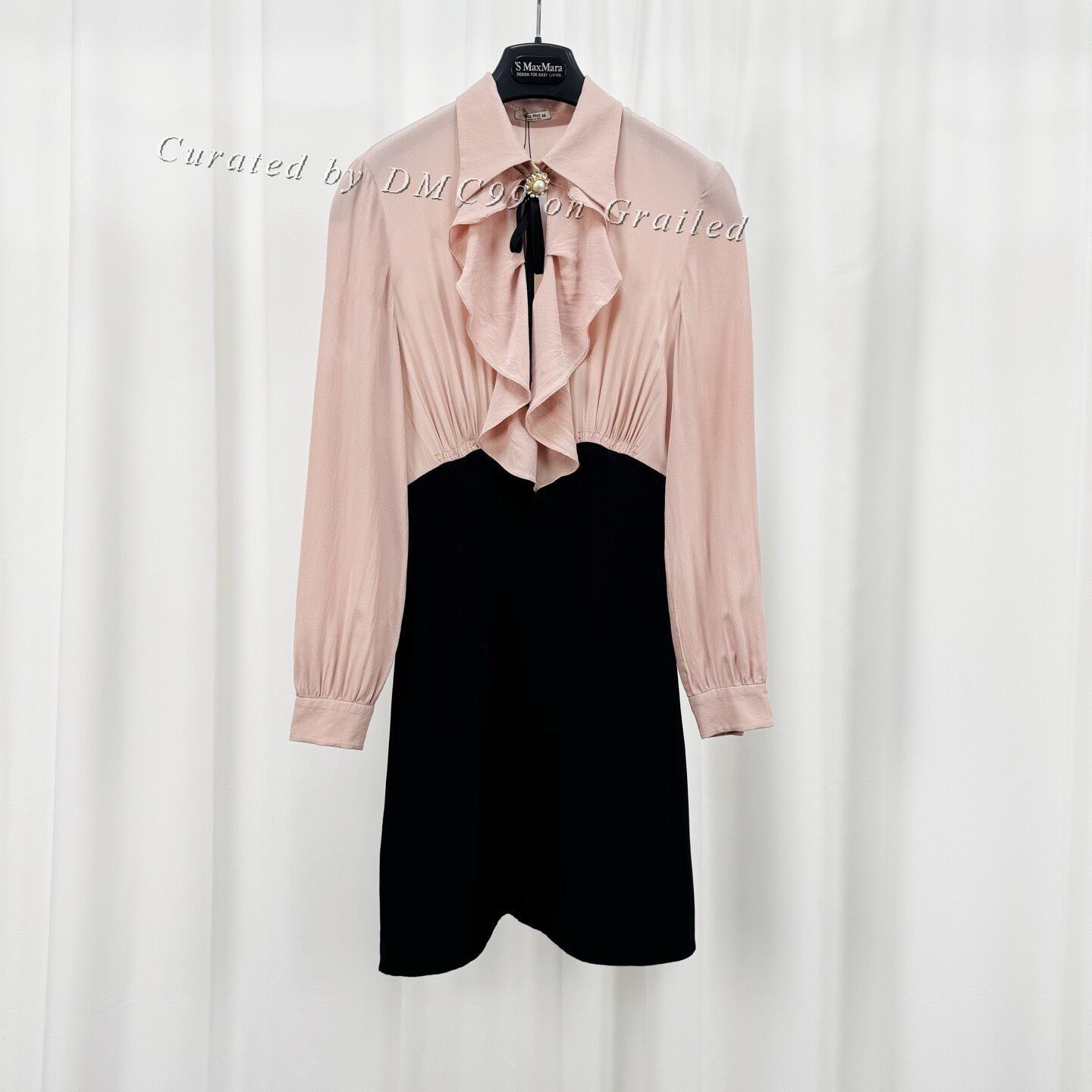 Miu Miu Miu Miu Diamond Buckle Ruffle Colorblock Silk Dress Size XS / US 0-2 / IT 36-38 - 1 Thumbnail