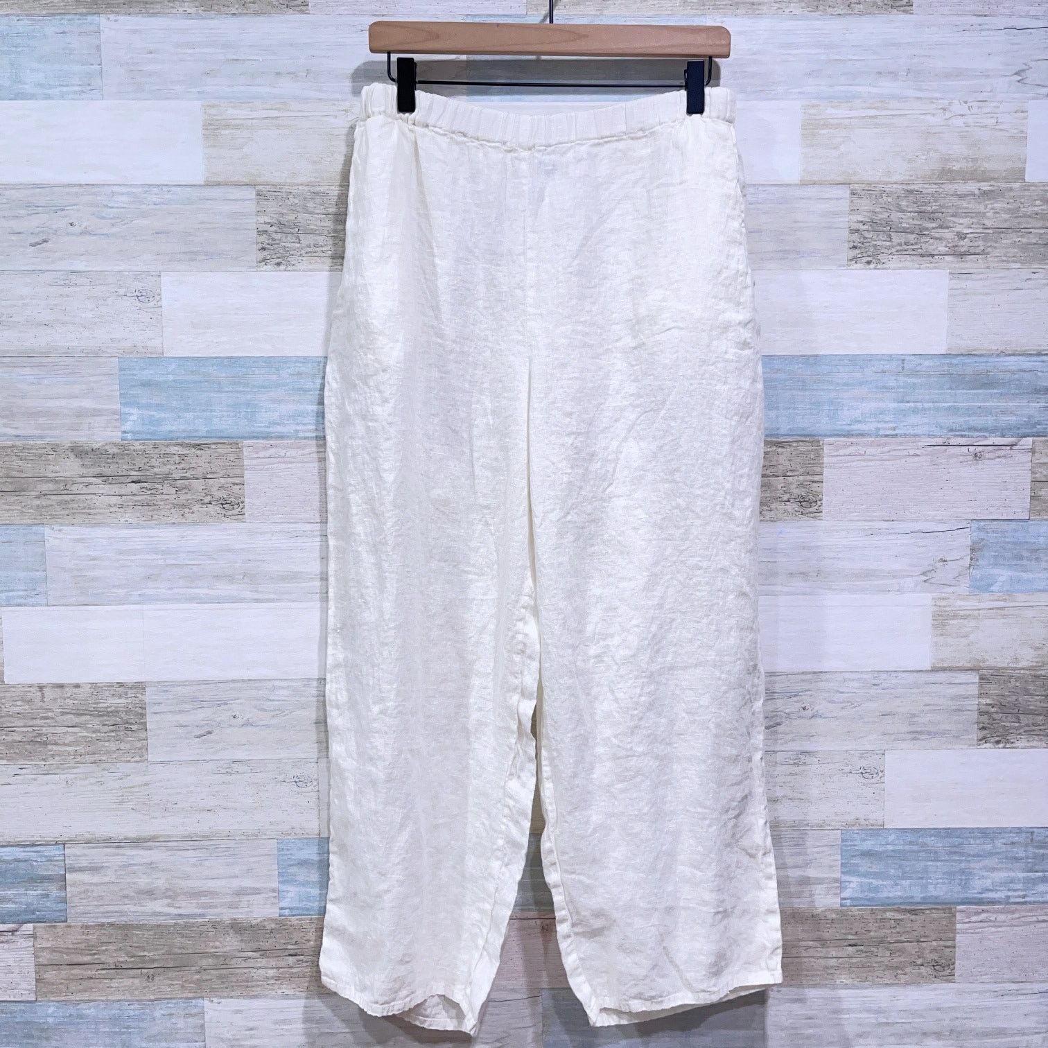 FLAX FLAX Jeanne Engelhart Linen Crop Tapered Pants Off White M Size 27" / US 4 / IT 40 - 1 Thumbnail