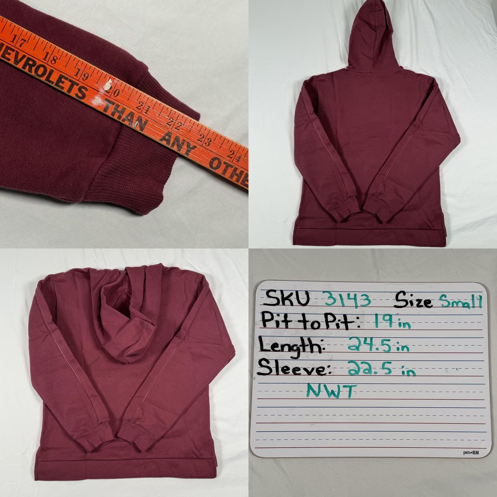 Puma PUMA Hoodie Sweatshirt Small Maroon Pullover Fleece Kangaroo Pocket Athleisure Womens S Size S / US 4 / IT 40 - 8 Thumbnail
