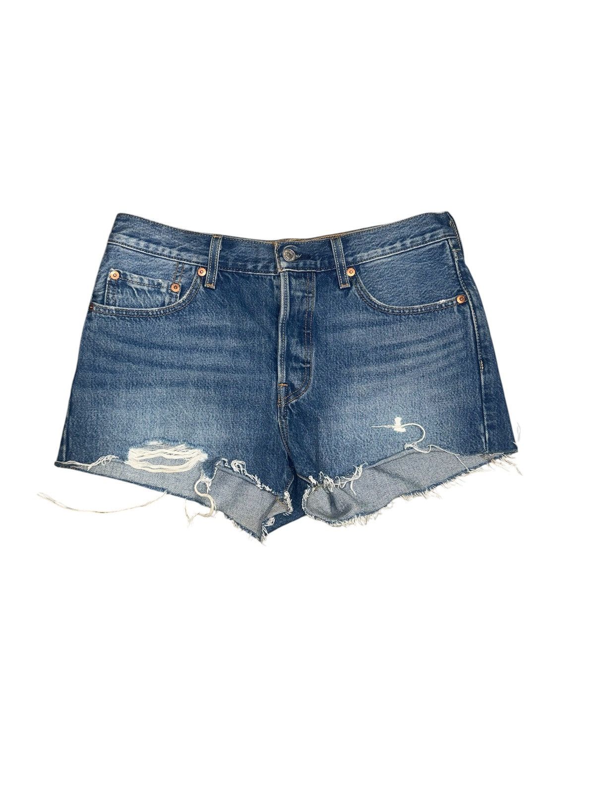 Levi's Levi's 501 Distressed High Rise Cut-Off Denim Shorts Size 28" / US 6 / IT 42 - 1 Thumbnail