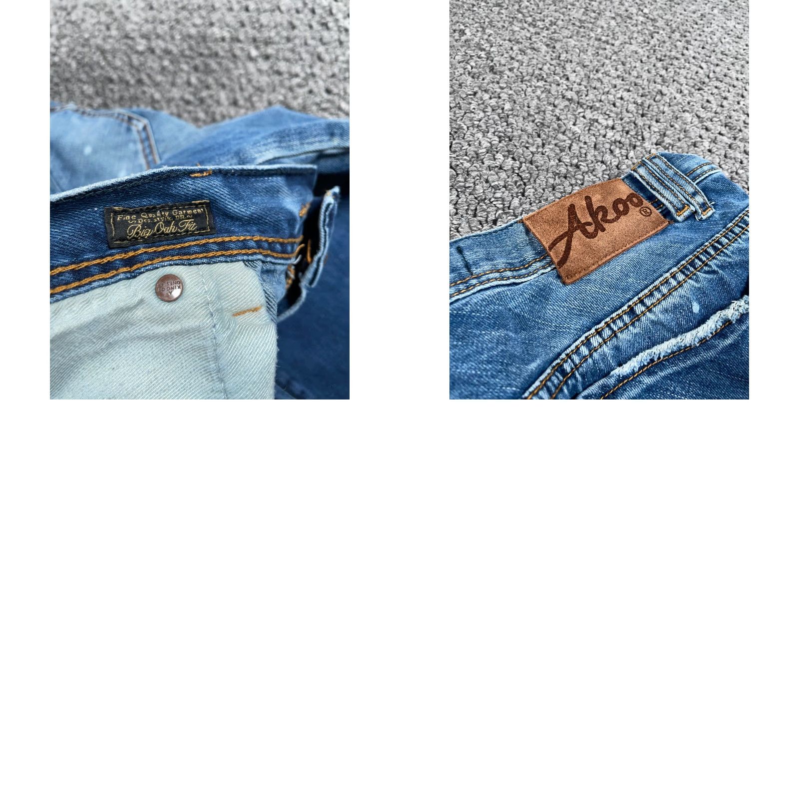 Vintage VINTAGE AKOO Patchwork Distressed Jeans Men's 35 x 32 Blue Tapered Jeans Men Regular 90s Hip Hop Retro Size US 35 - 9 Thumbnail