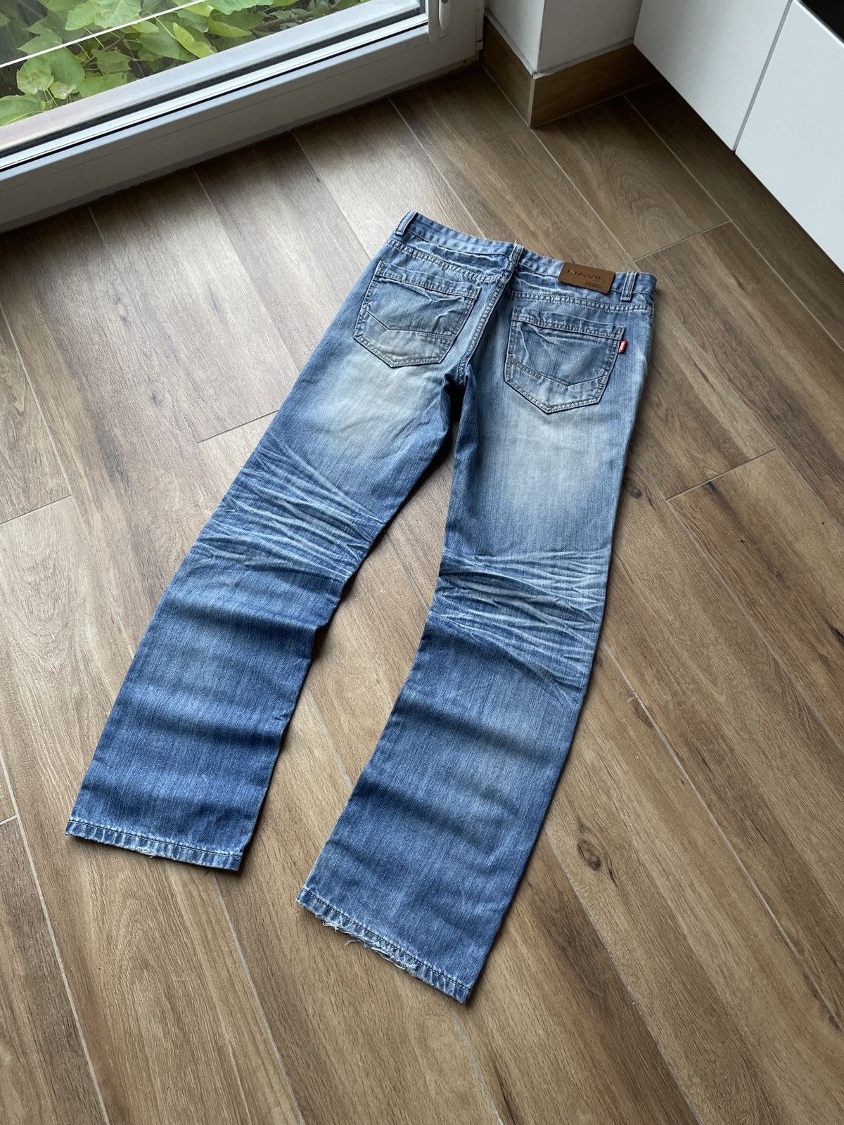 Japanese Brand Vintage Flared Jeans Baggy Mud Washed Distressed Faded Y2K Size US 34 / EU 50 - 3 Thumbnail