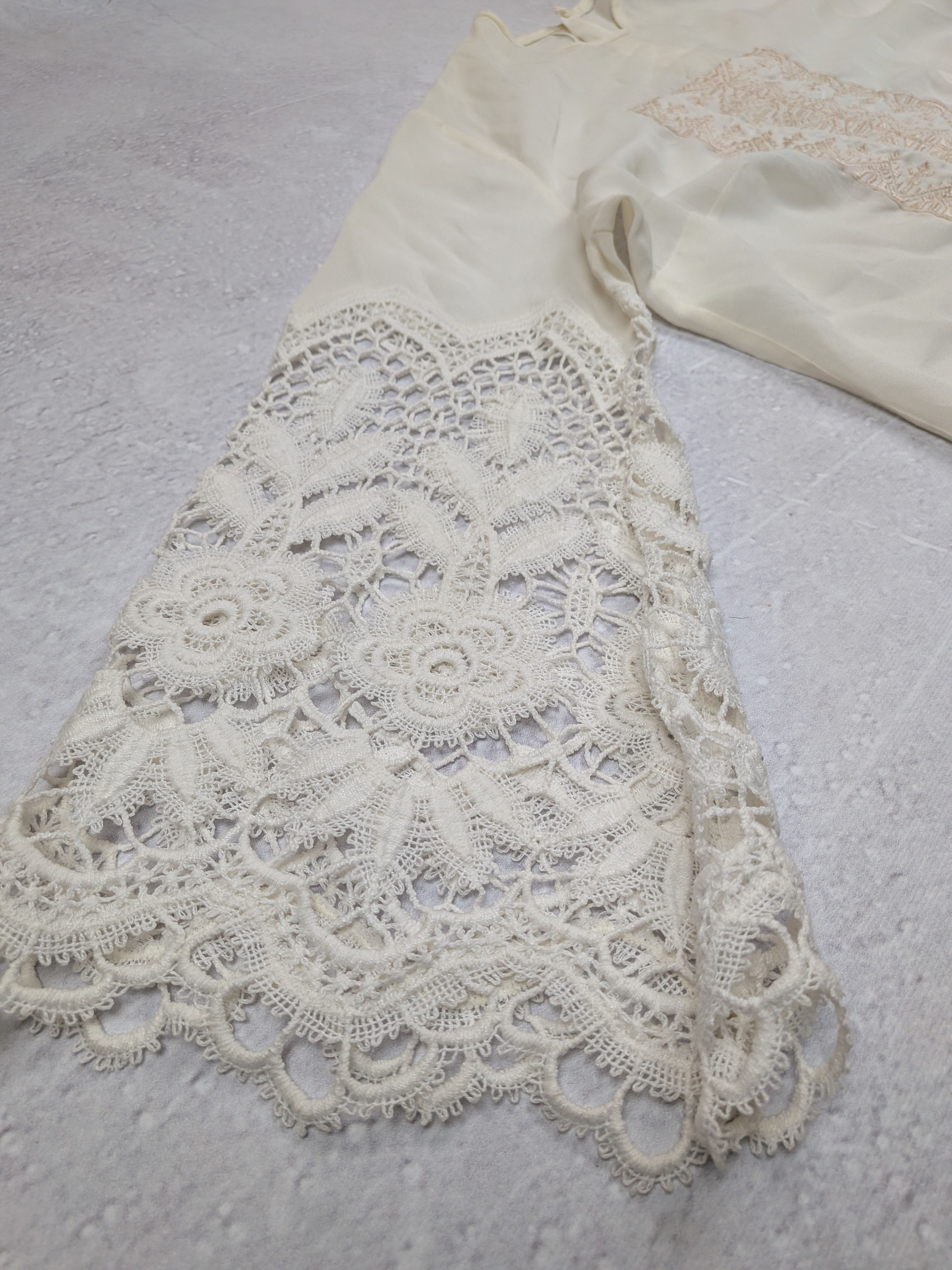 Other Handmade Vintage Silk & Guipure Lace Blouse Boho Size L XL Size L / US 10 / IT 46 - 4 Thumbnail