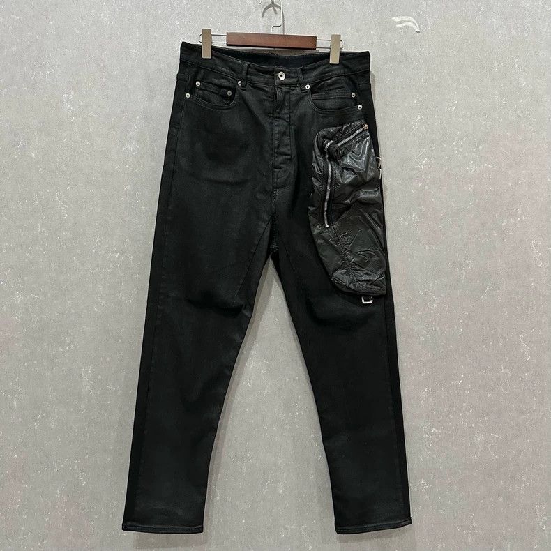 Rick Owens Rick Owens Waxed Denim Pants with Pocket Size US 33 - 1 Thumbnail