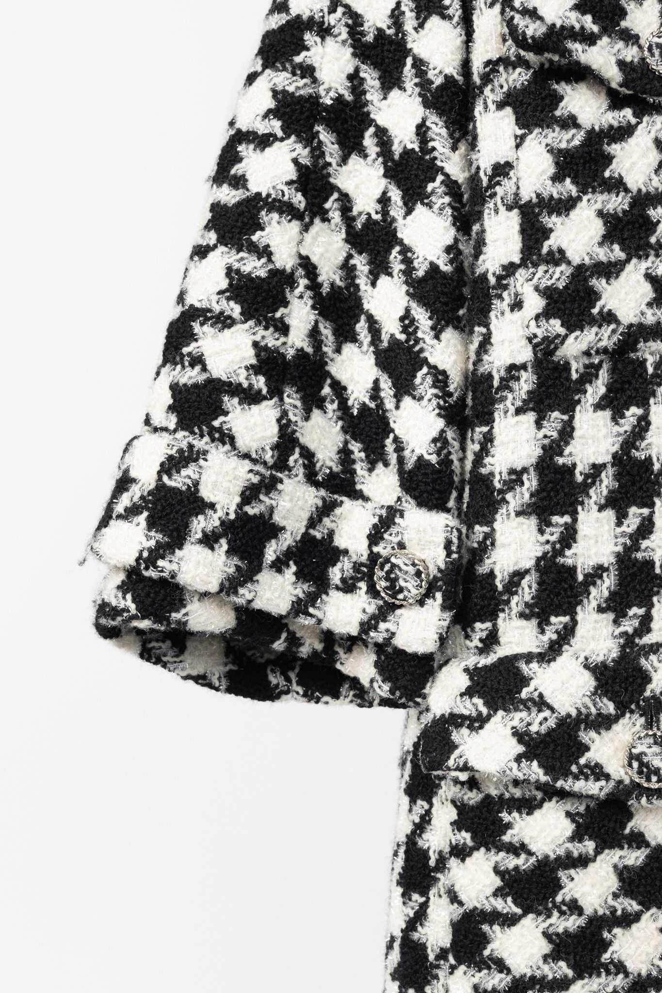 Chanel Chanel AW/19 Runway White/Black Houndstooth Wool-Tweed Coat Size S / US 4 / IT 40 - 6 Thumbnail