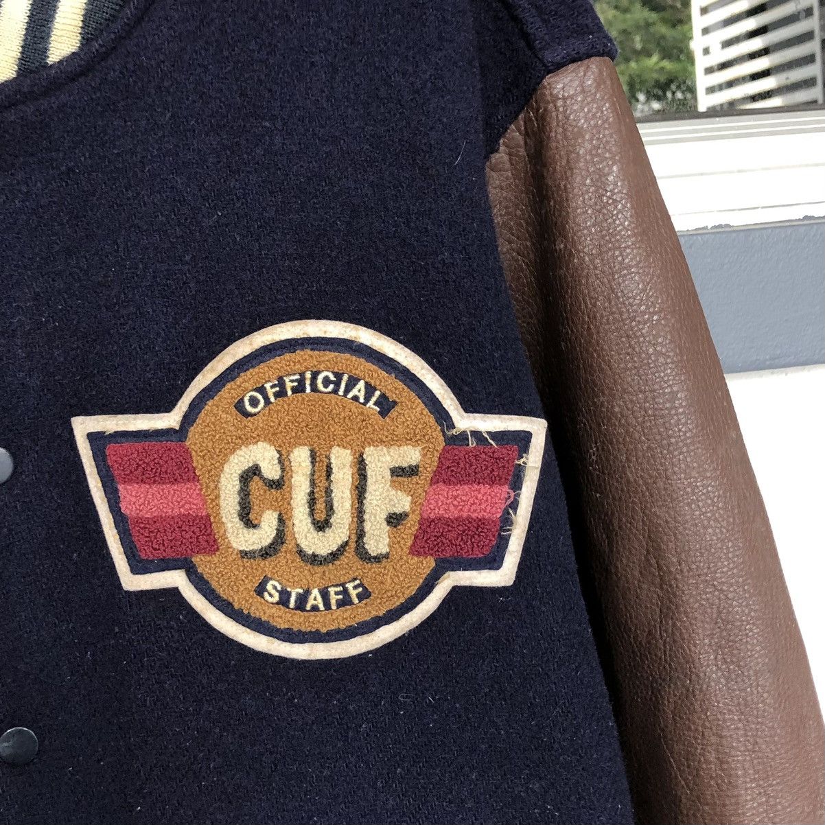Japanese Brand Vintage C.U.F Staff Team Wool Leather Sleeve Varsity Jacket Size US M / EU 48-50 / 2 - 4 Thumbnail