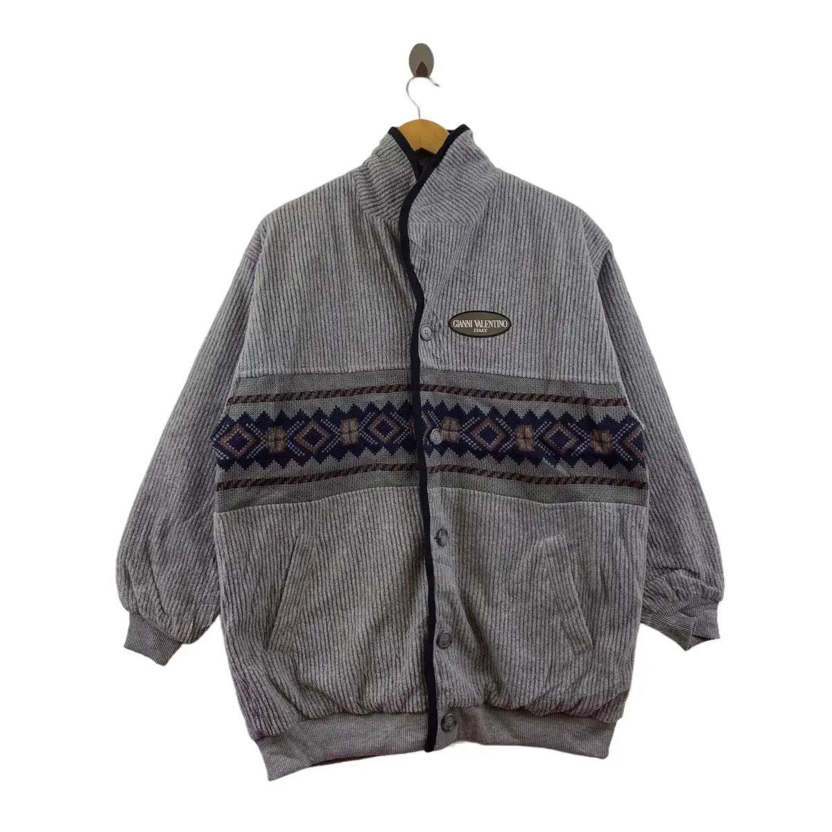 Gianni Valentino × Valentino × Vintage Vintage GIANNI VALENTINO ITALY Navajo Aztec Logo Jacket Size L / US 10 / IT 46 - 1 Thumbnail