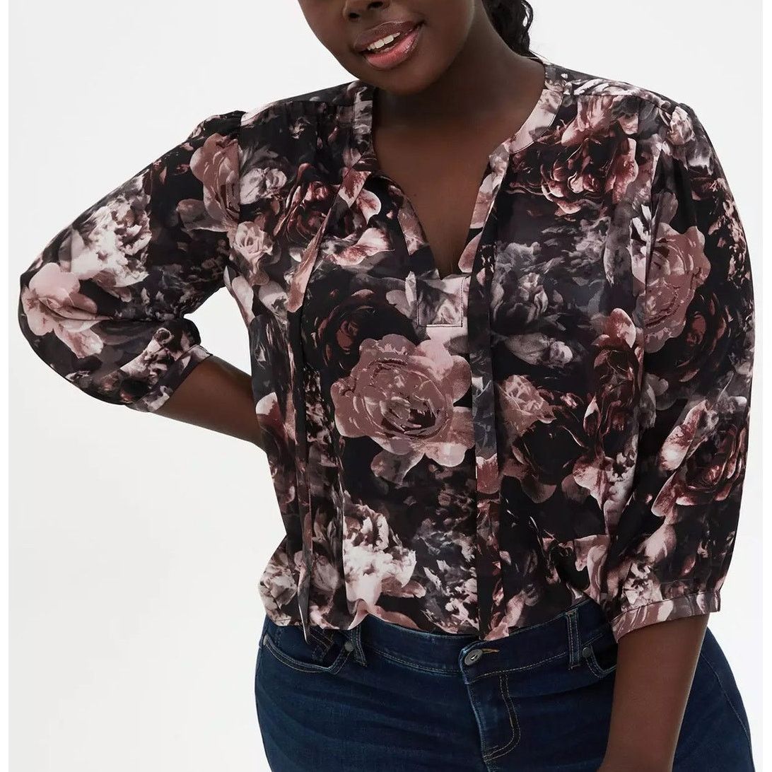 Corridor Torrid Georgette Peasant Top Sz 1X Dark Romantic Whimsigoth Size XL / US 12-14 / IT 48-50 - 1 Thumbnail