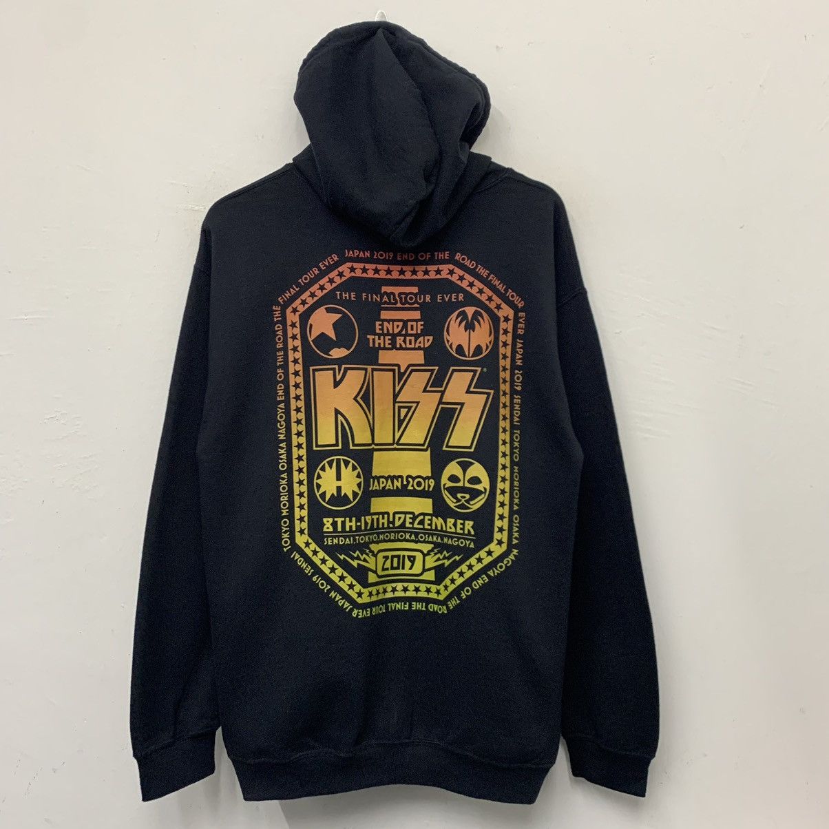 image of Kiss Band End Of The Road Japan Tour Full Zip Hoodie in Black, Men's (Size Medium)