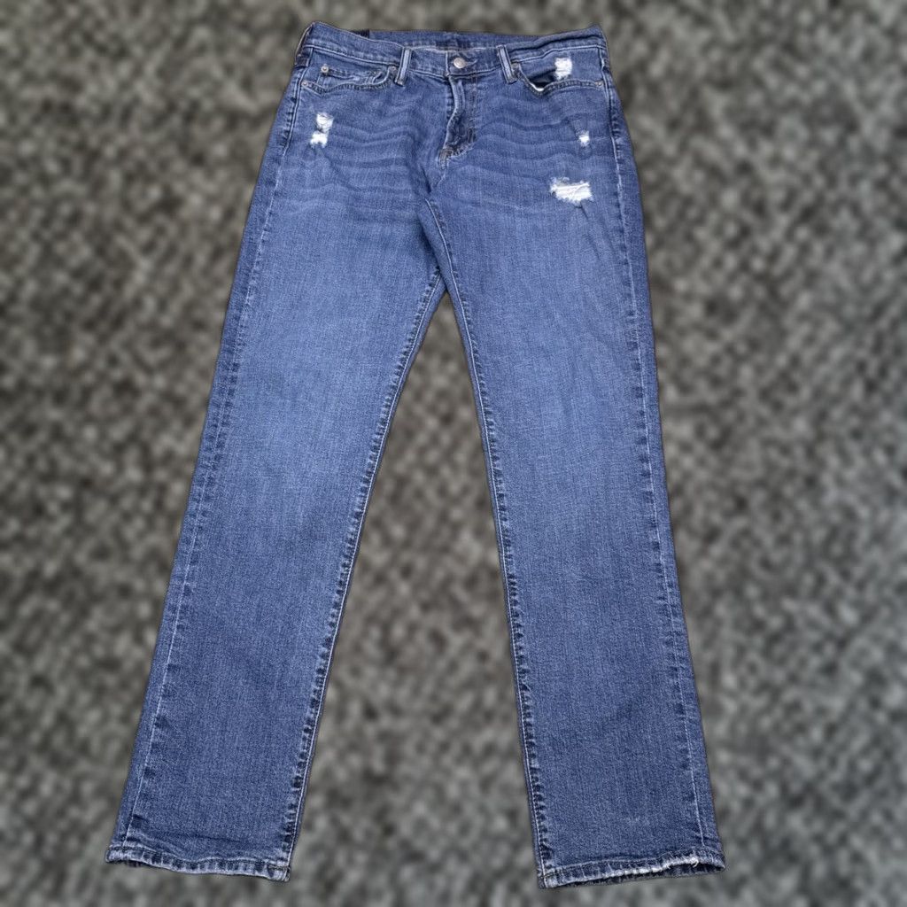 Abercrombie & Fitch Abercrombie & Fitch Mens Skinny Jeans Athletic 32x32 Distressed Stretch Denim Blue 5-Pocket City Leather Logo? Size US 32 / EU 48 - 1 Thumbnail