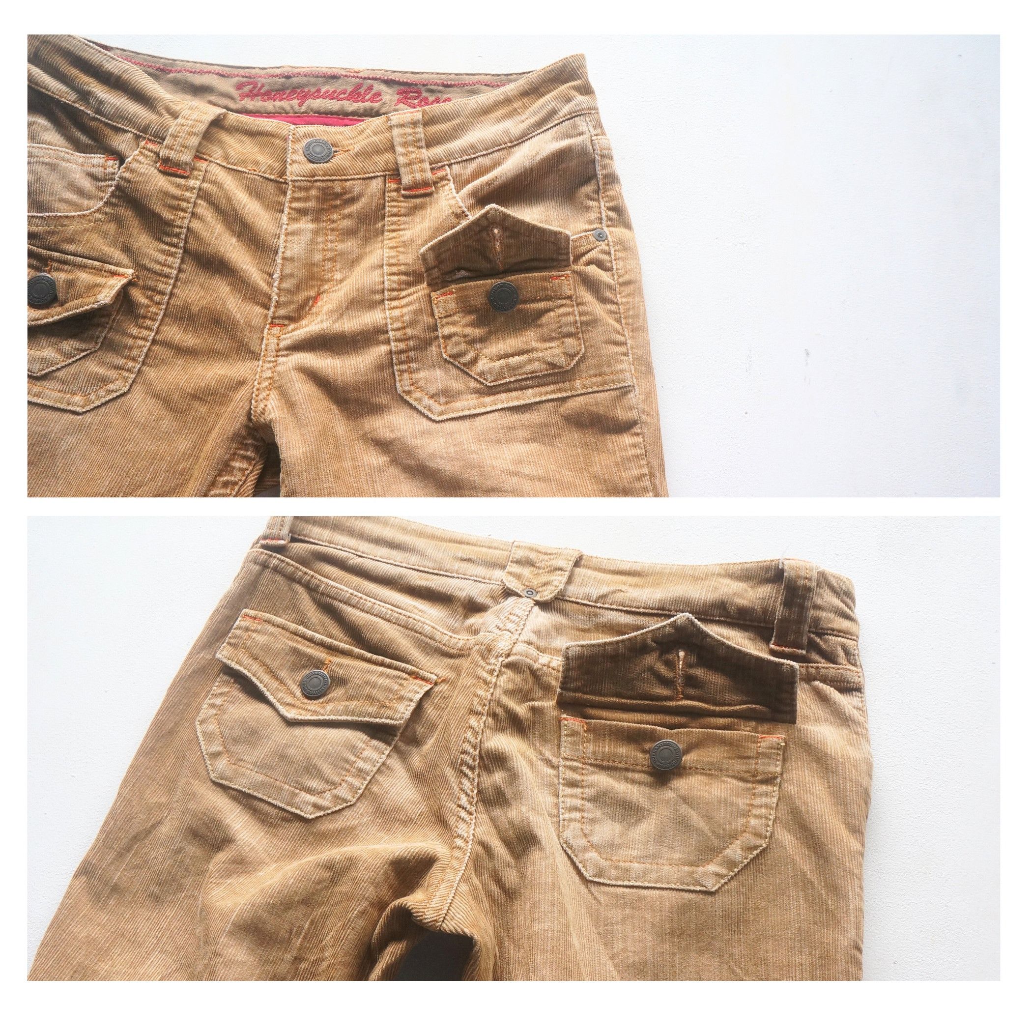 Japanese Brand Honeysuckle Rose Multi Pockets Flared Corduroy Pants Size 29" - 4 Thumbnail