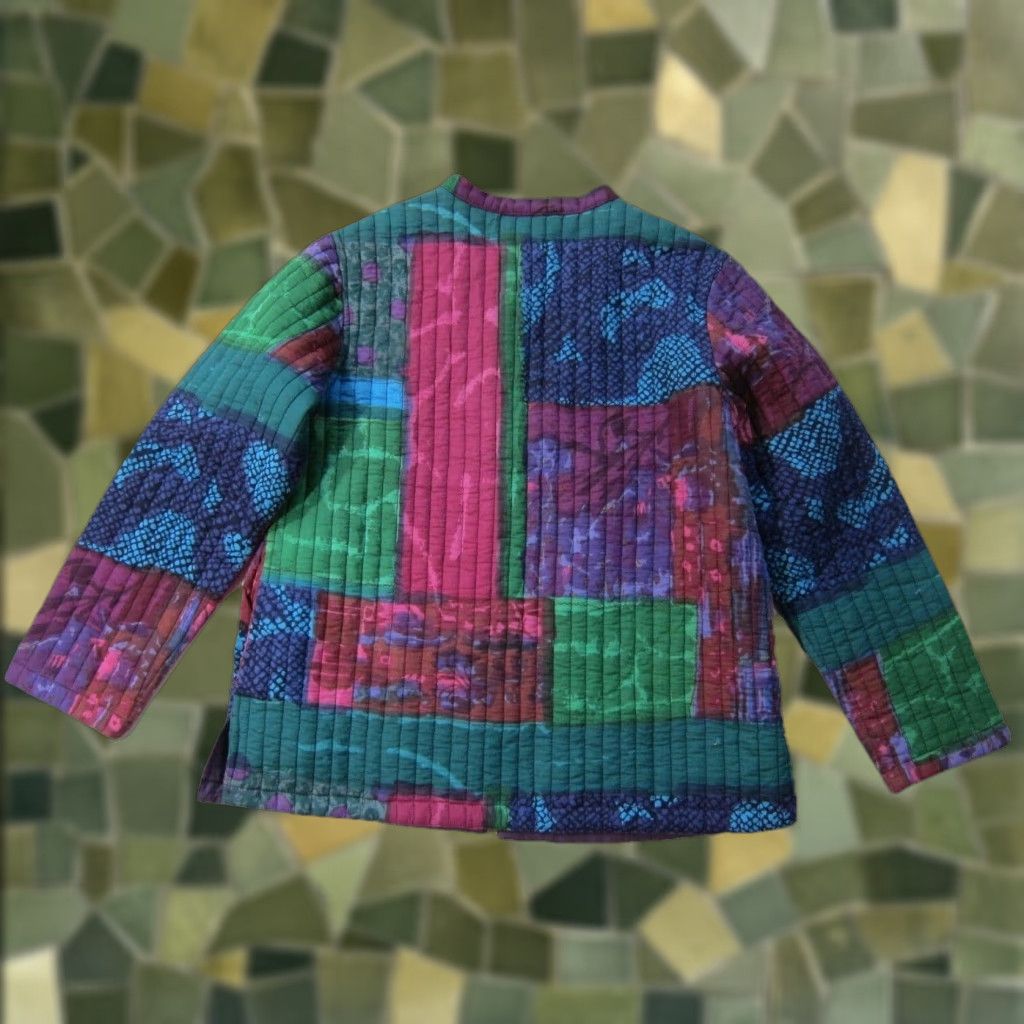 Vintage Phool India 100% Cotton Floral Purple Green Quilted Tie Dye Blazer Jacket Medium Size M / US 6-8 / IT 42-44 - 1 Thumbnail