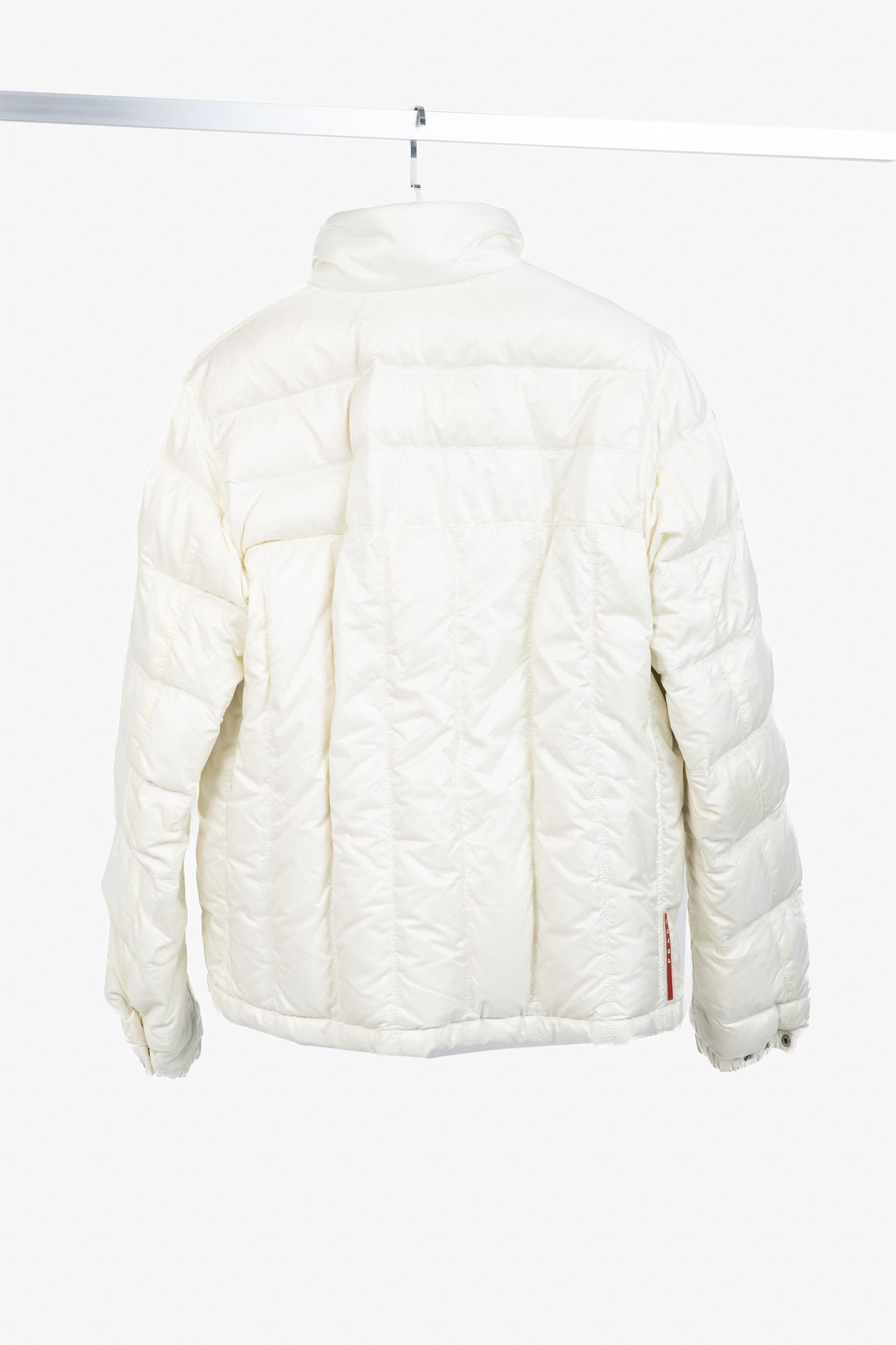 Prada Prada Cream Nylon Embroidered-Logo Quilted Down Puffer Size US XL / EU 56 / 4 - 2 Thumbnail