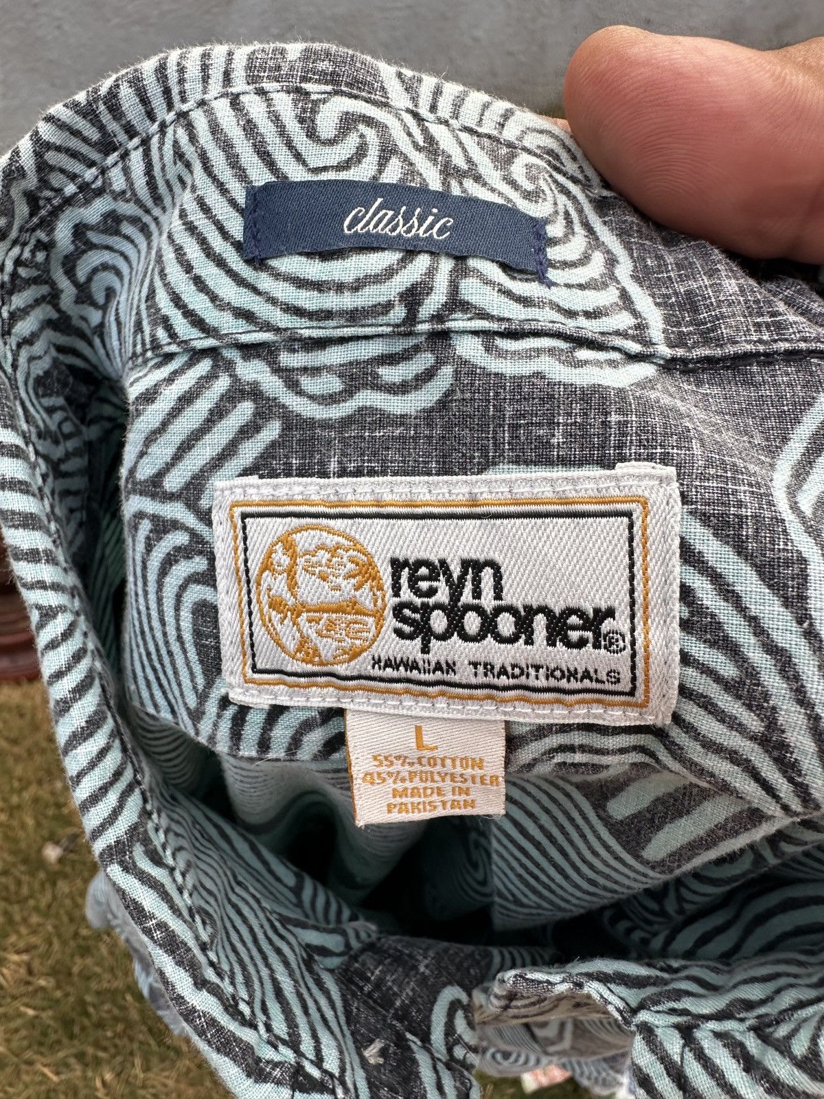 Reyn Spooner PreOwned Reyn Spooner Green/Black Hawaiian Print Men's L Size US L / EU 52-54 / 3 - 4 Thumbnail