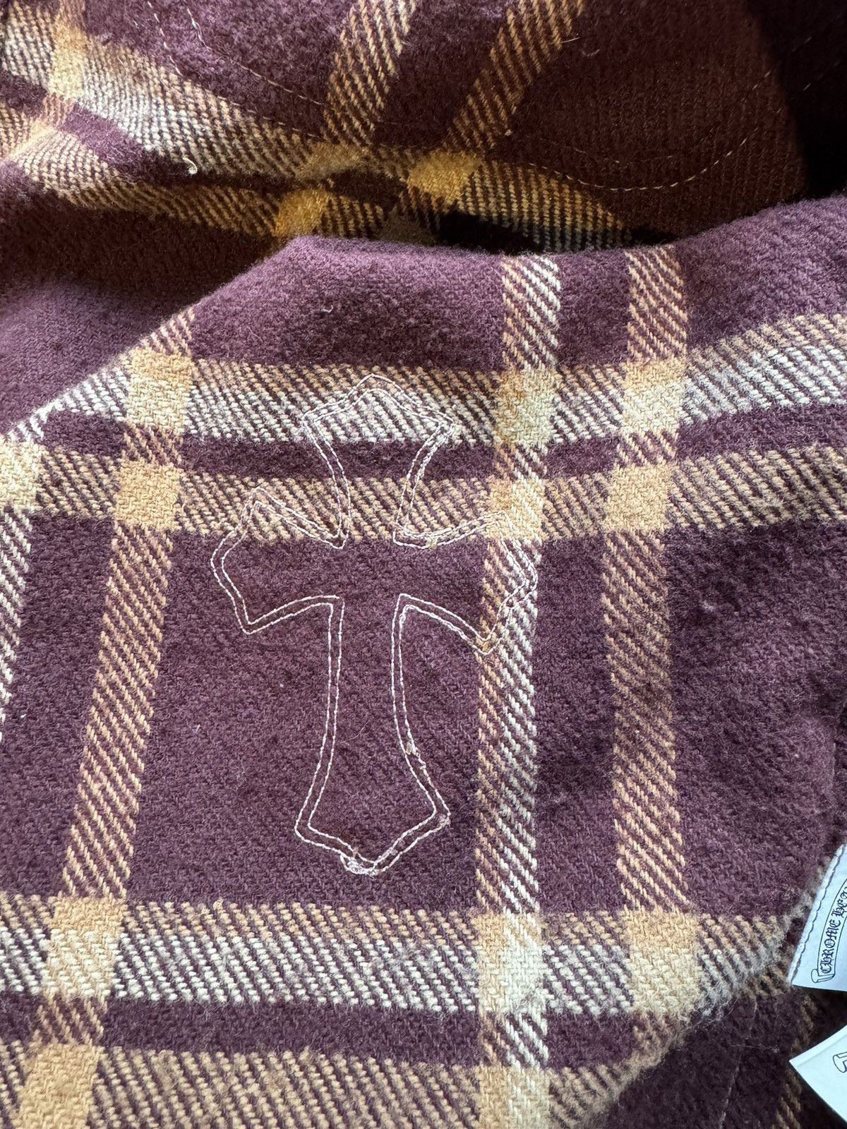 Chrome Hearts Chrome Hearts Burgundy Cross Patch 1/1 Long Sleeve Flannel Size US L / EU 52-54 / 3 - 8 Thumbnail
