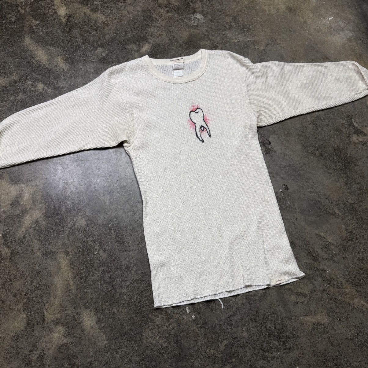 vintgae custom tooth waffle knit thermal longsleeve shirt