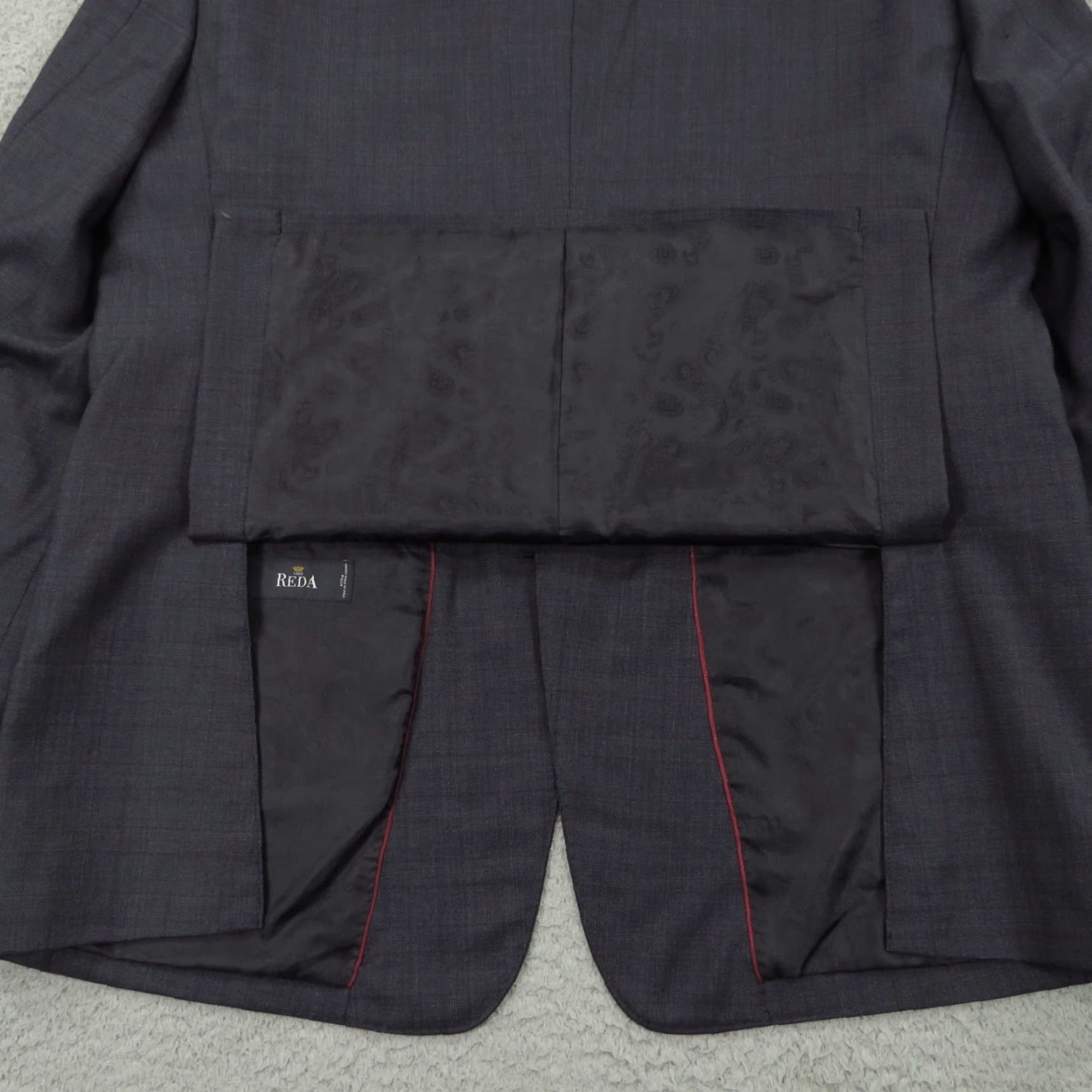 Vintage Reda Blazer Men 44R Navy Plaid Travel Wool Paisley Liner Sport Coat Jacket Check Size 44R - 6 Thumbnail