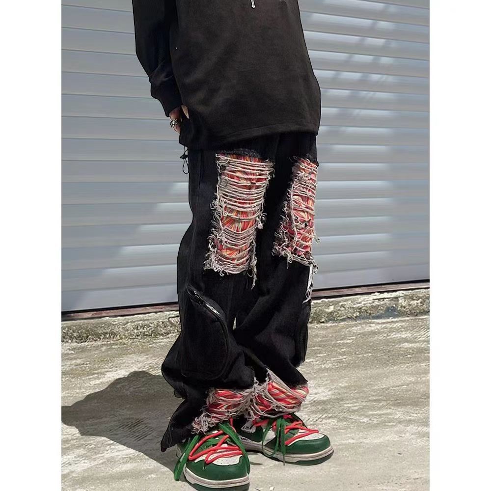 Designer × Japanese Brand High Street Hip-Hop Loose Plus Size Ins Ripped Patch Jeans Size US 30 / EU 46 - 2 Thumbnail